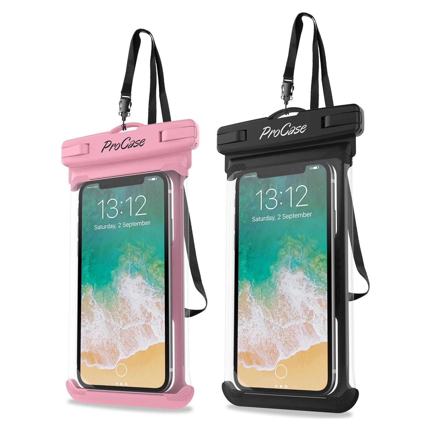 Funda de Teléfono Impermeable ProCase 2 Paquetes 7" Rosa/Negro
