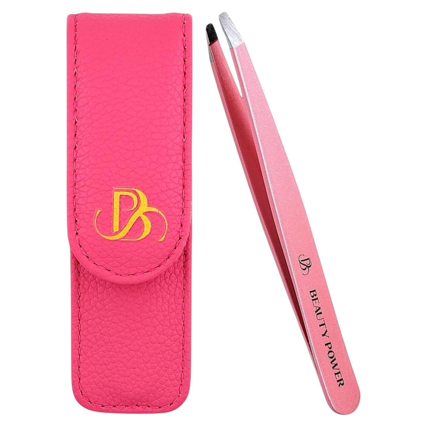 Pinzas Inclinadas Beauty Power - Acero Inoxidable Rosa