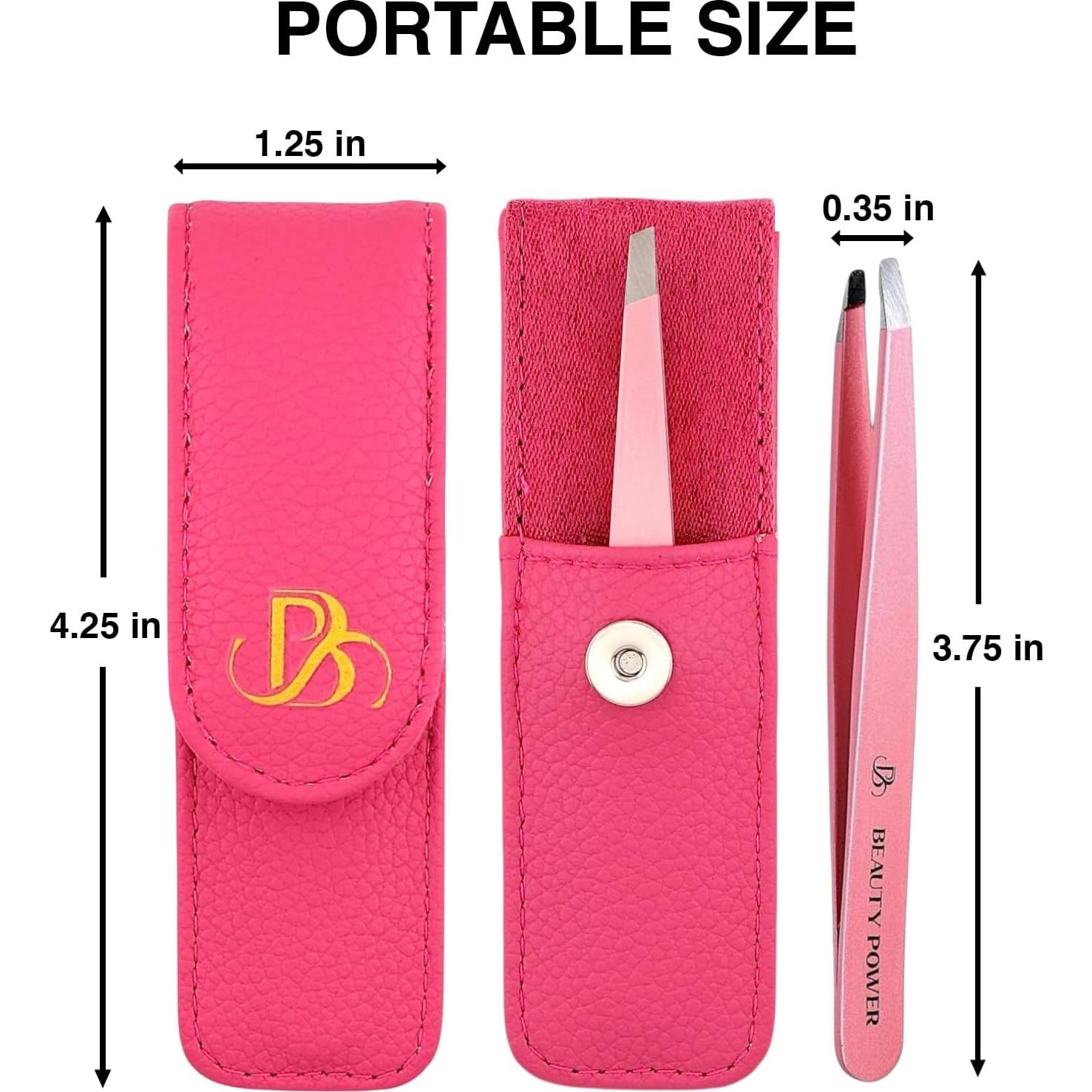 Pinzas Inclinadas Beauty Power - Acero Inoxidable Rosa