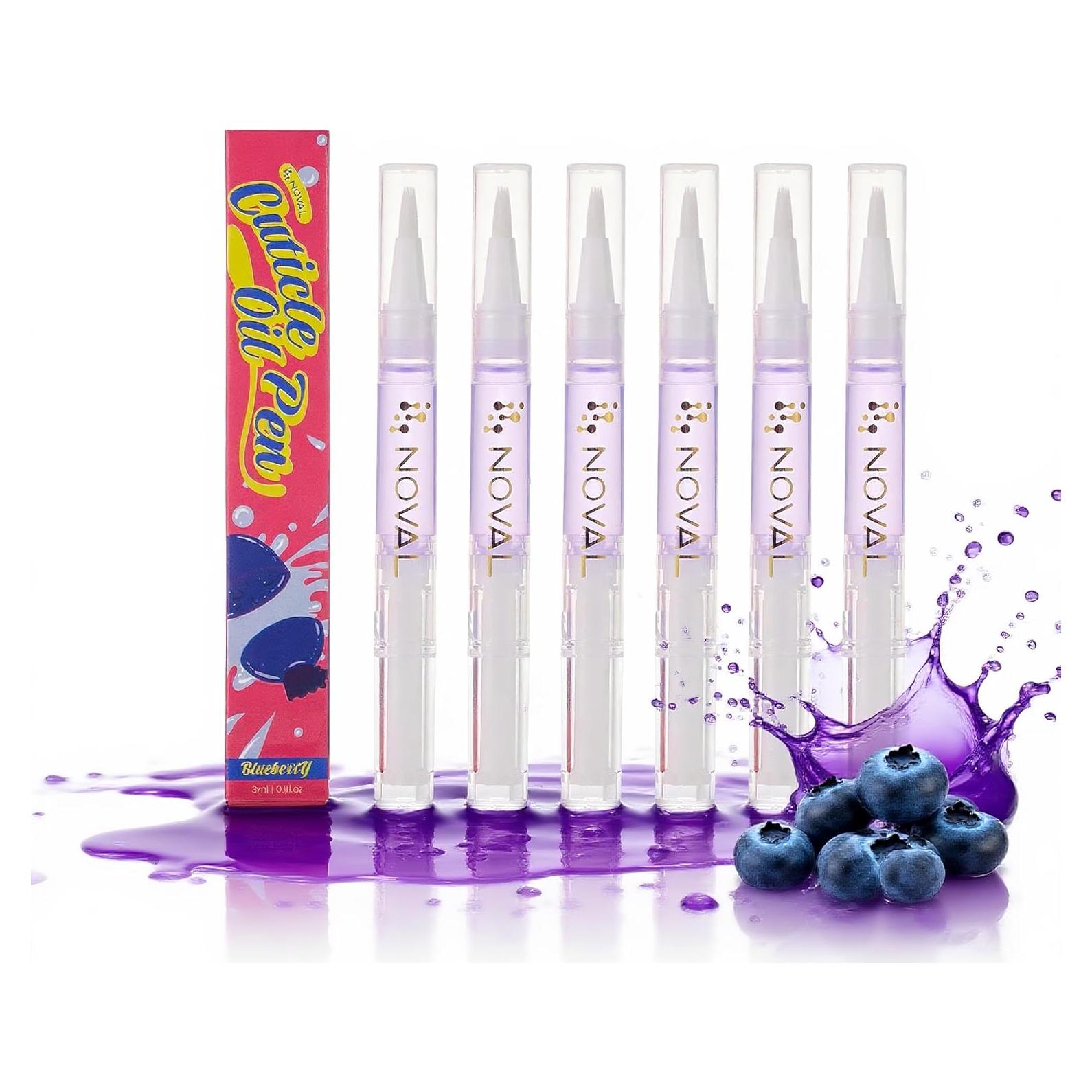 Bolígrafos de Aceite para Cutículas NOVAL - Hidratante Aroma Arándano 6PCS