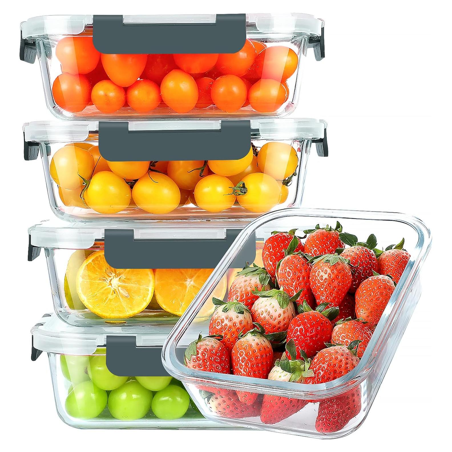 KOMUEE 5 Pack Contenedores de Vidrio 30 oz Apto Microondas