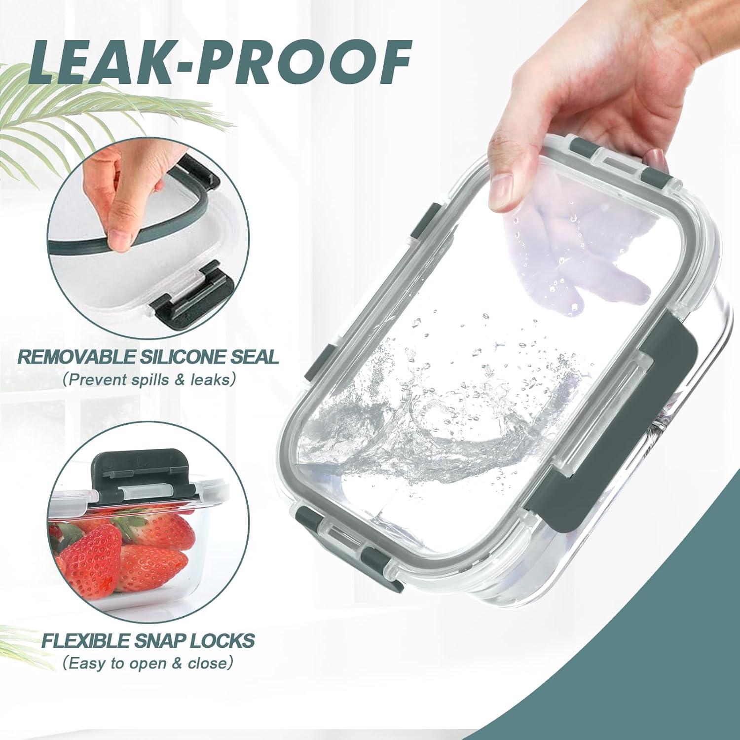 KOMUEE 5 Pack Contenedores de Vidrio 30 oz Apto Microondas