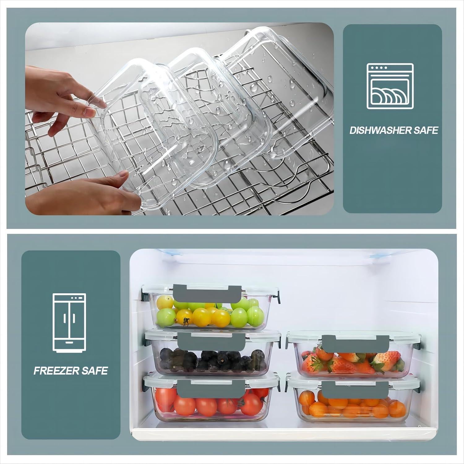 KOMUEE 5 Pack Contenedores de Vidrio 30 oz Apto Microondas