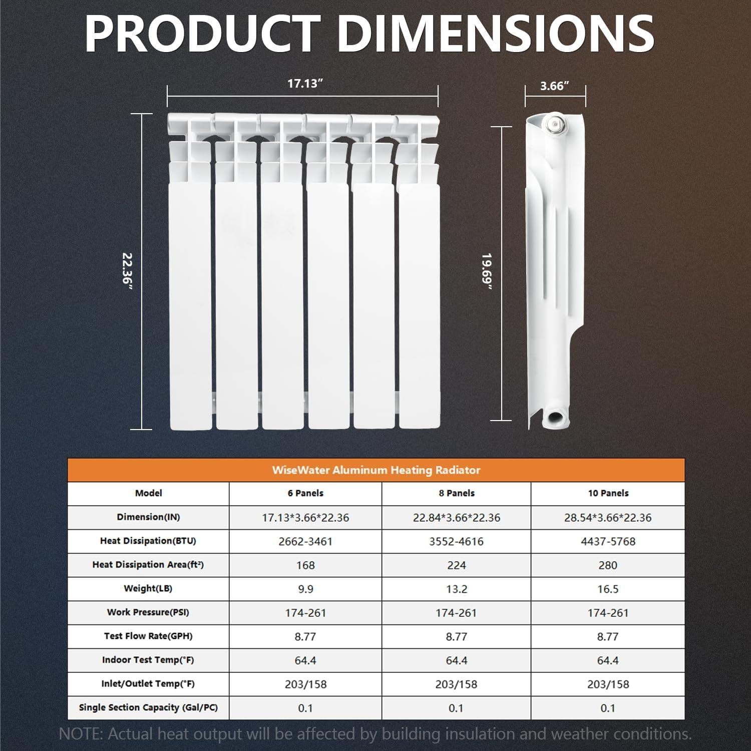 Radiador de Agua Caliente Q-Hillstar 6 Paneles Eficiente 6.5 kg