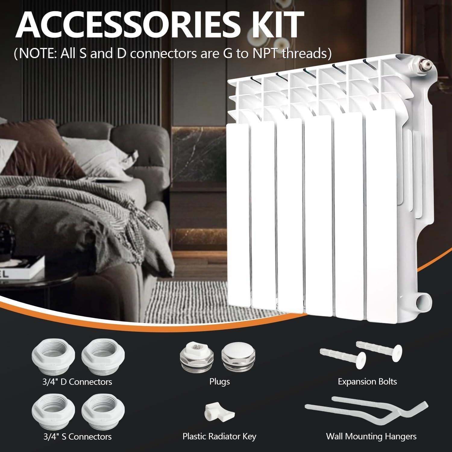 Radiador de Agua Caliente Q-Hillstar 6 Paneles Eficiente 6.5 kg