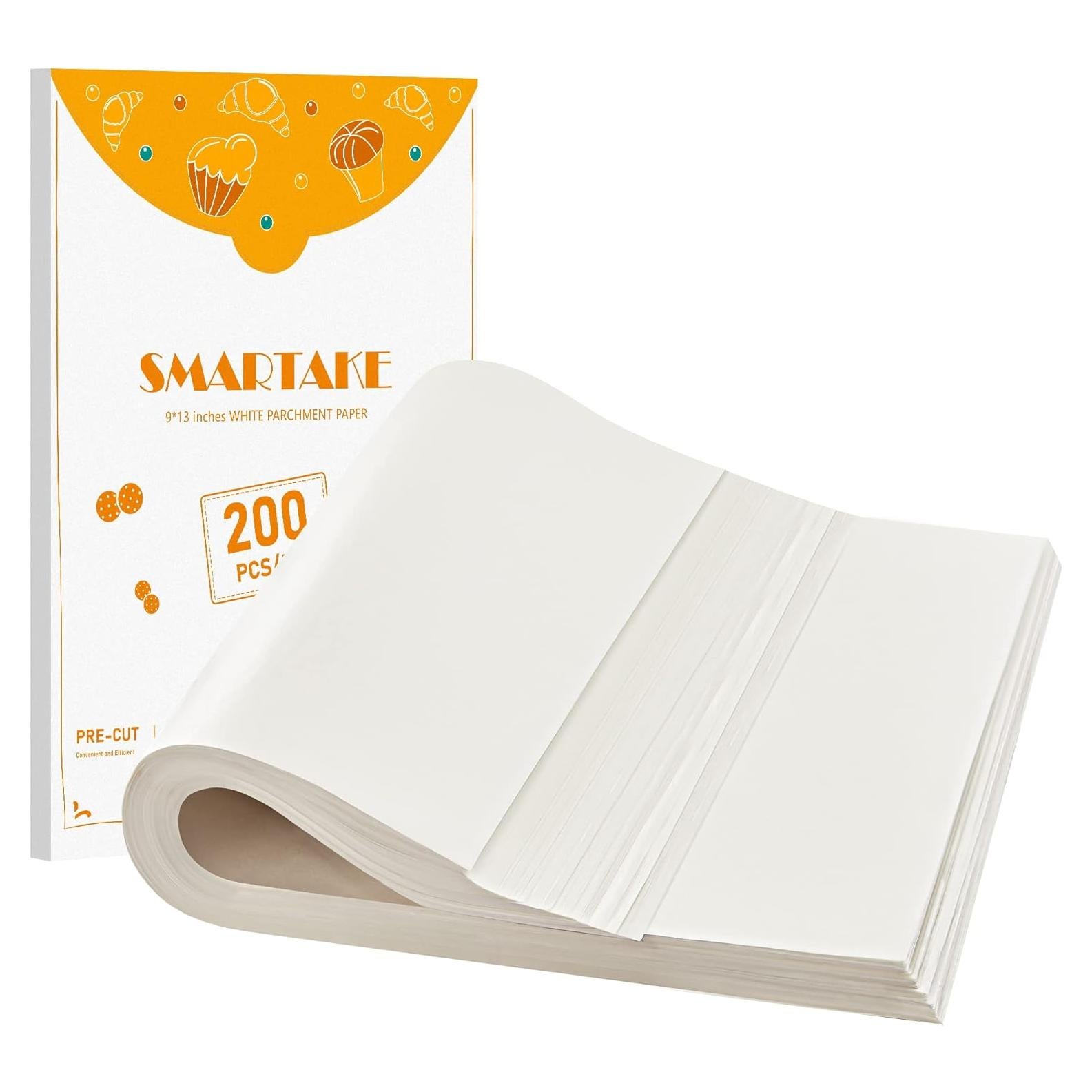 SMARTAKE 200 Hojas de Papel Pergamino 23x33 cm Anti-adherente