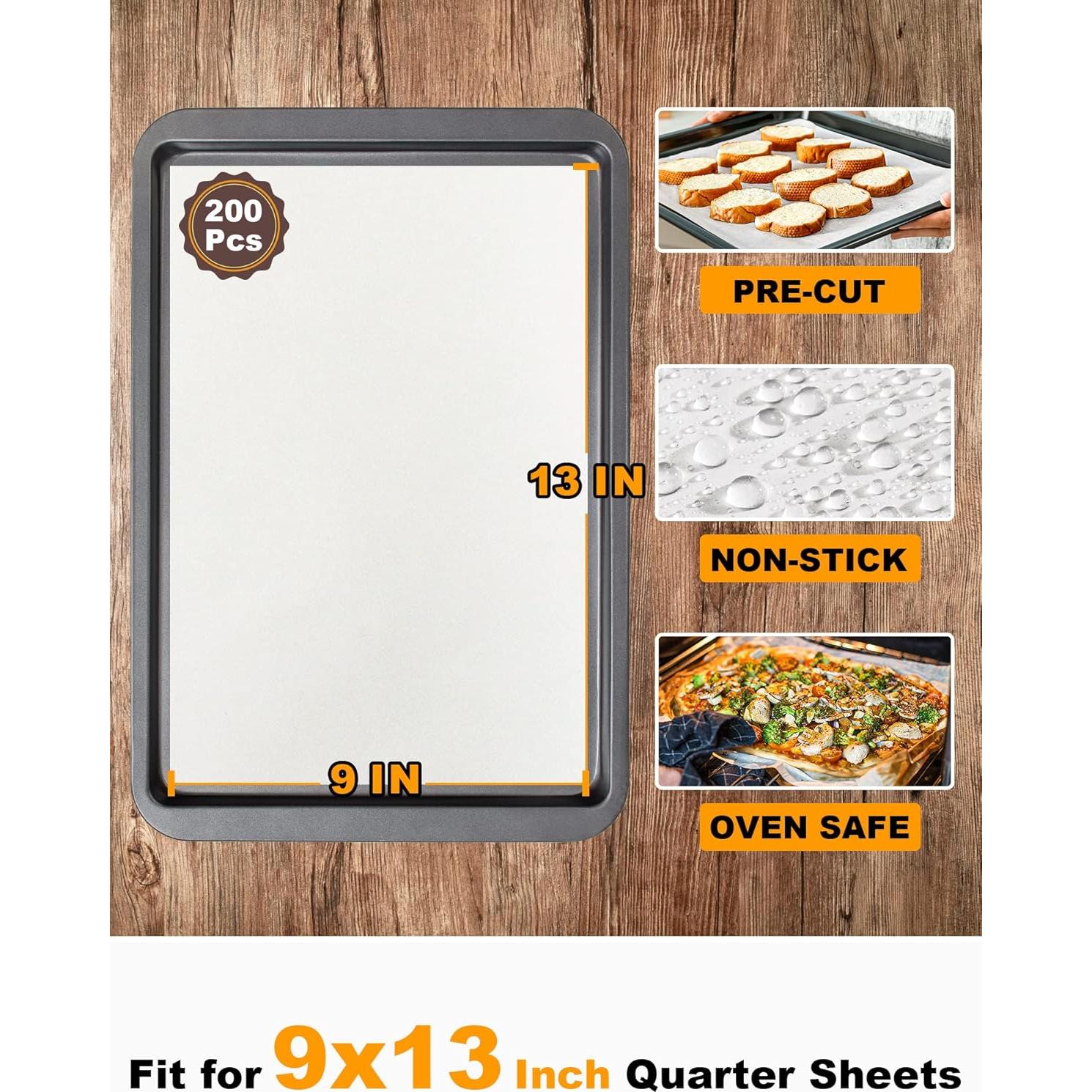 SMARTAKE 200 Hojas de Papel Pergamino 23x33 cm Anti-adherente