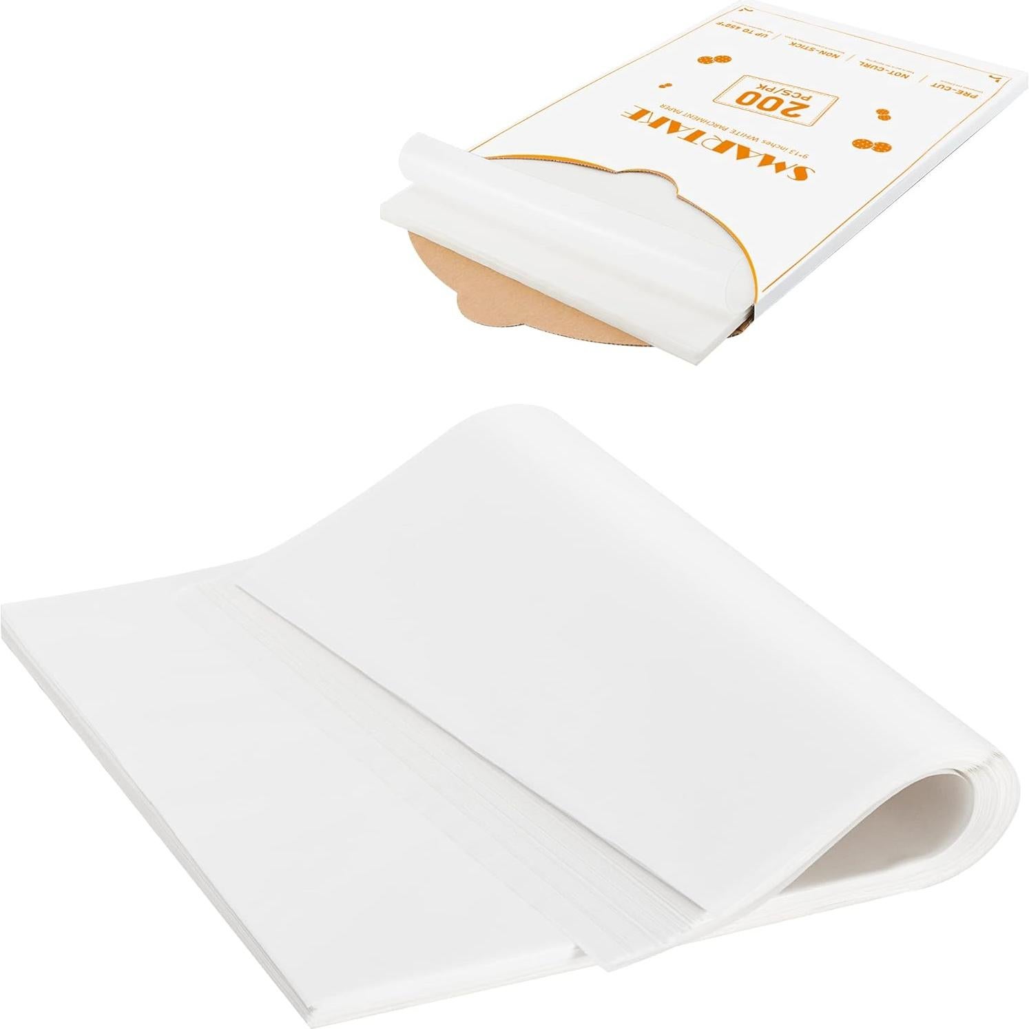 SMARTAKE 200 Hojas de Papel Pergamino 23x33 cm Anti-adherente