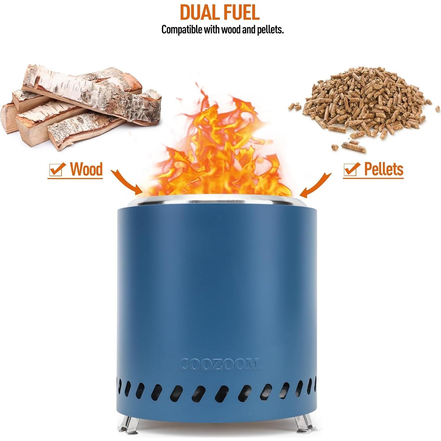 Hoguera de Mesa Portátil COOZOOM 21.8 cm Acero Inoxidable Azul