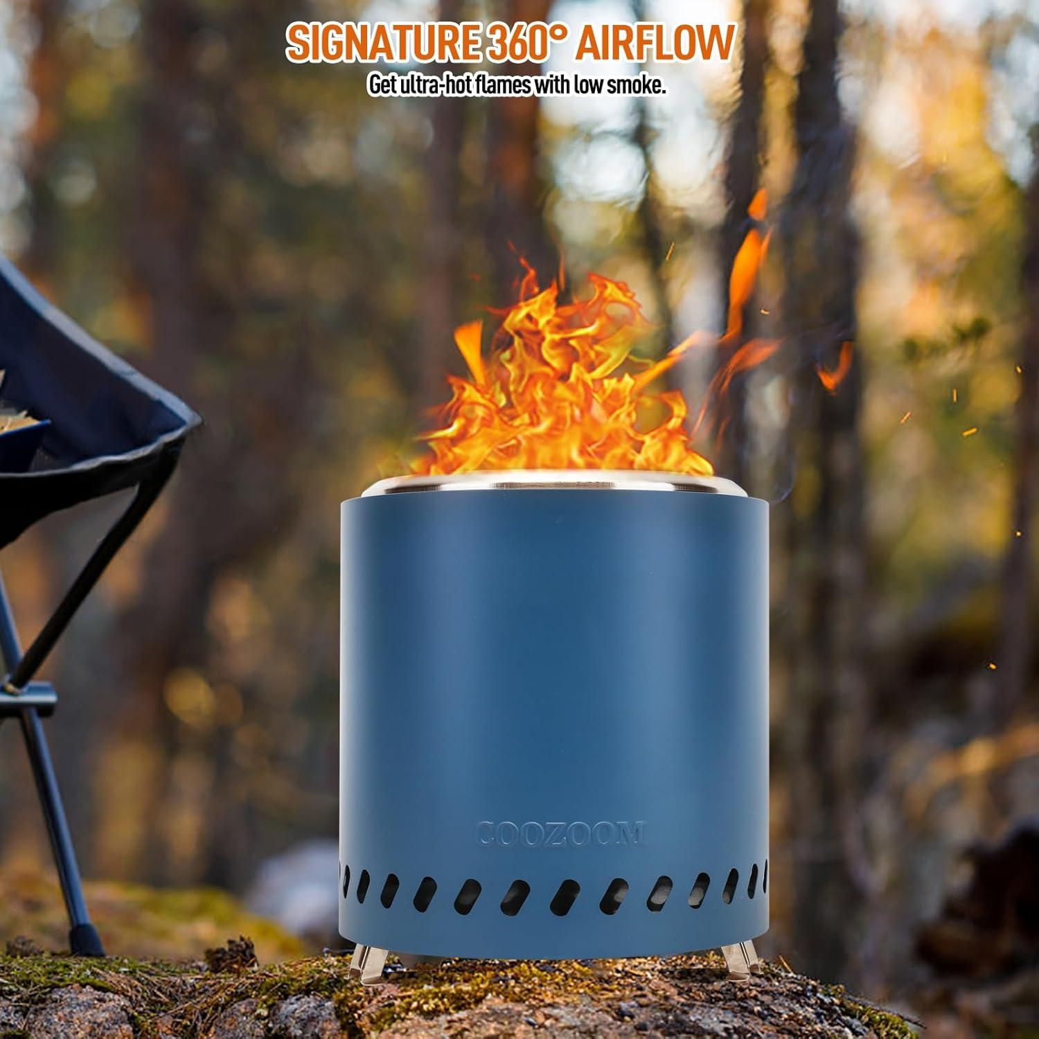 Hoguera de Mesa Portátil COOZOOM 21.8 cm Acero Inoxidable Azul