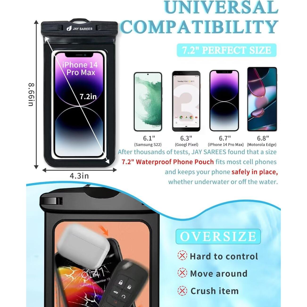 Funda Impermeable Universal JAY SAREES 7.2" IPX8 3 Paquetes