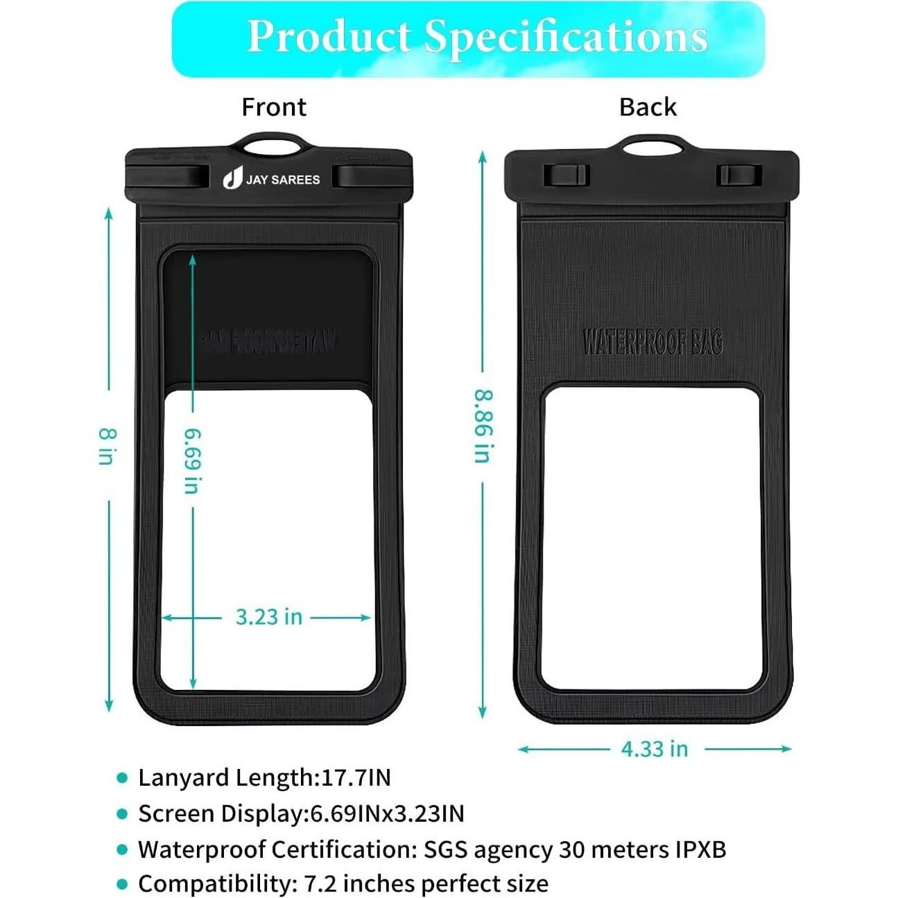 Funda Impermeable Universal JAY SAREES 7.2" IPX8 3 Paquetes