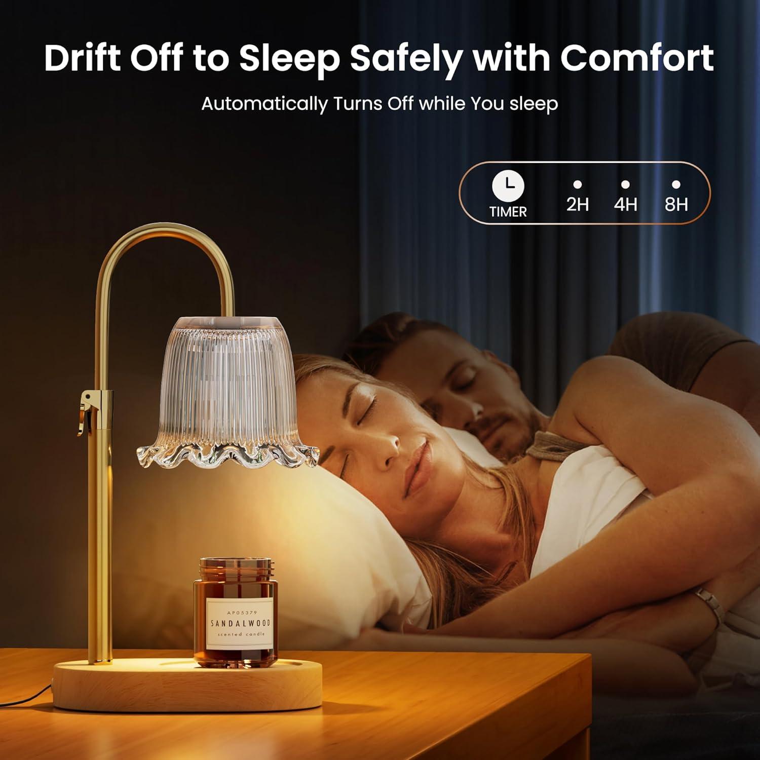 Lámpara Calentadora de Velas Glarepo Dorada con Temporizador