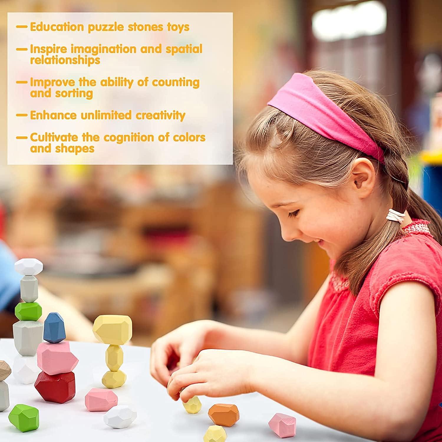 16 Bloques de Madera Montessori Atzi Hats - Juguete Educativo