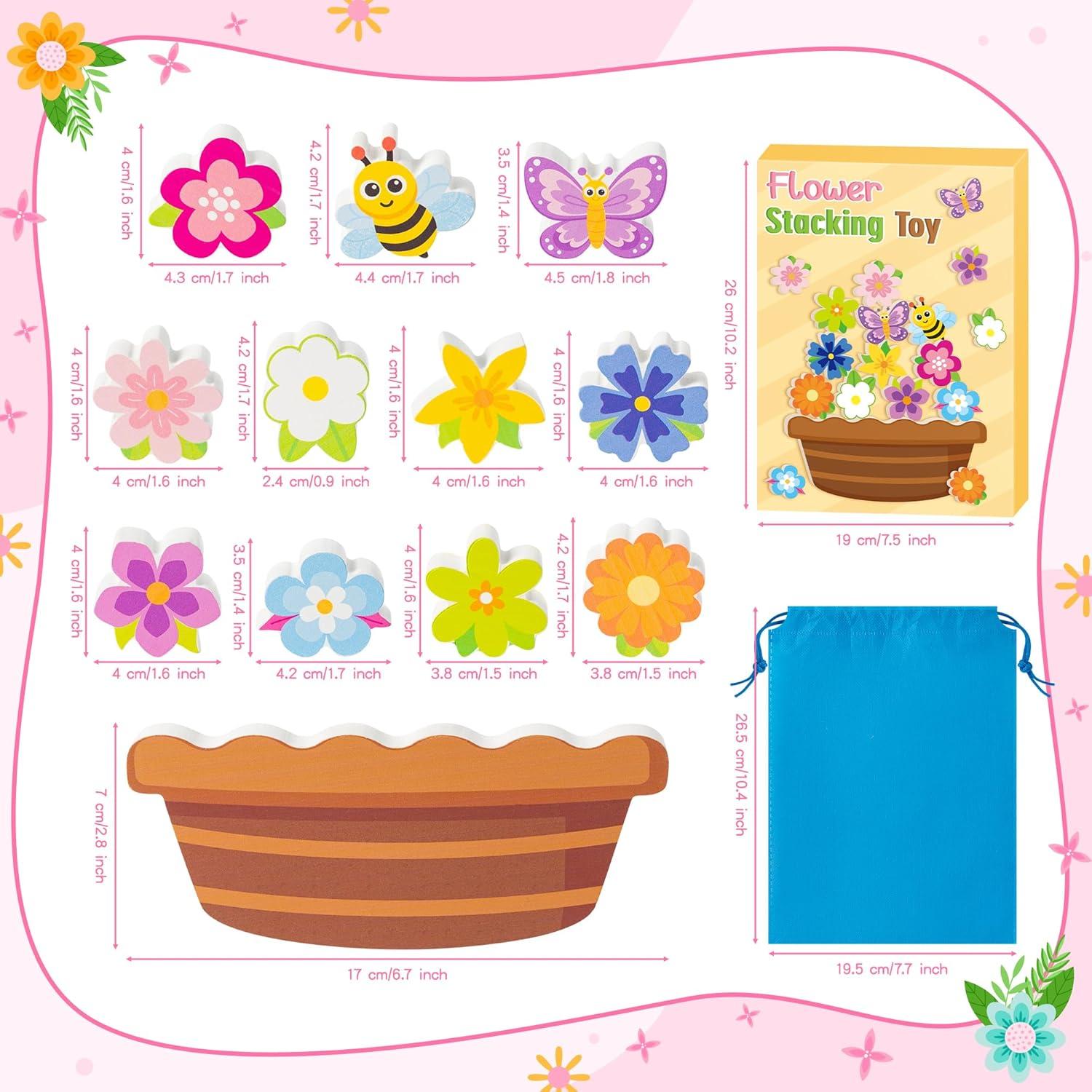 Juguete de Apilamiento de Madera FoszaSzept - Flor 11 Bloques