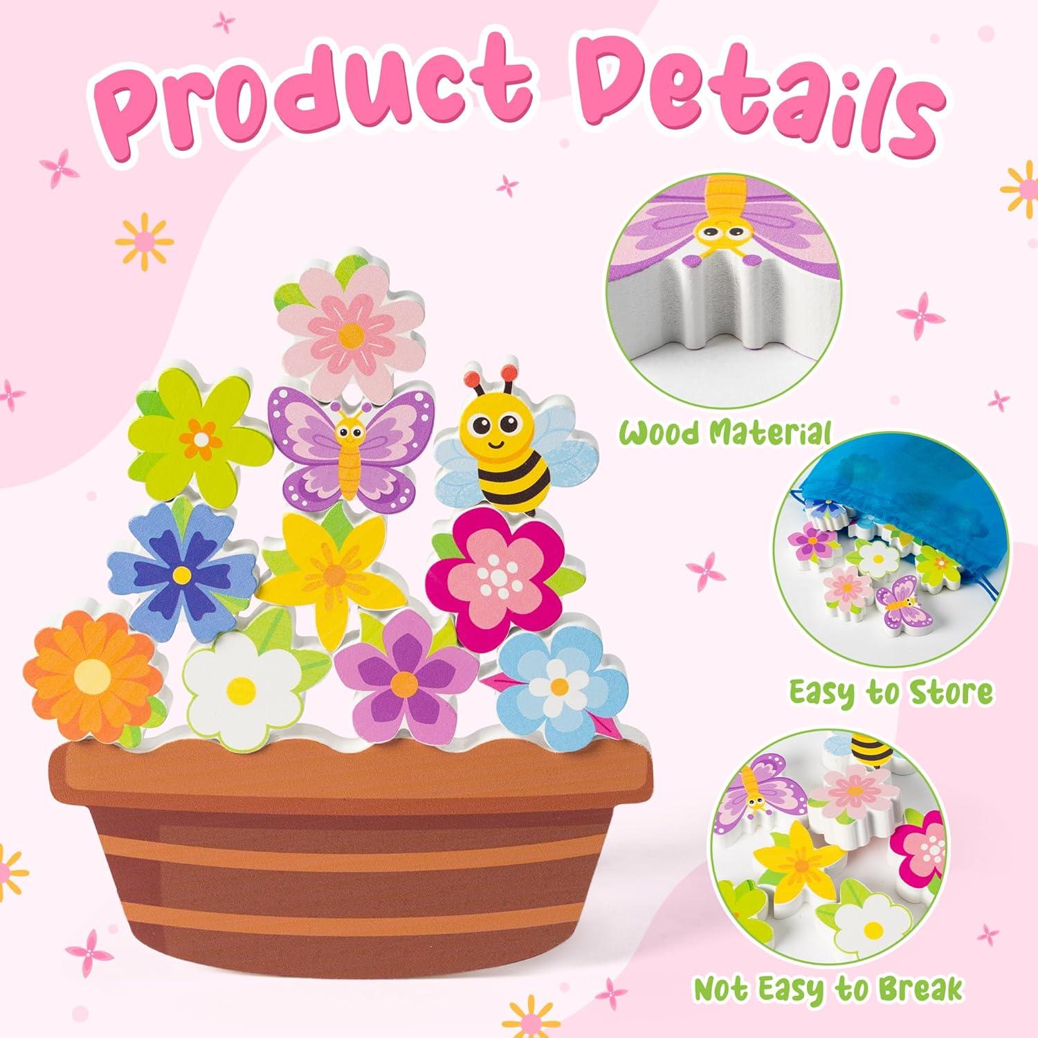 Juguete de Apilamiento de Madera FoszaSzept - Flor 11 Bloques