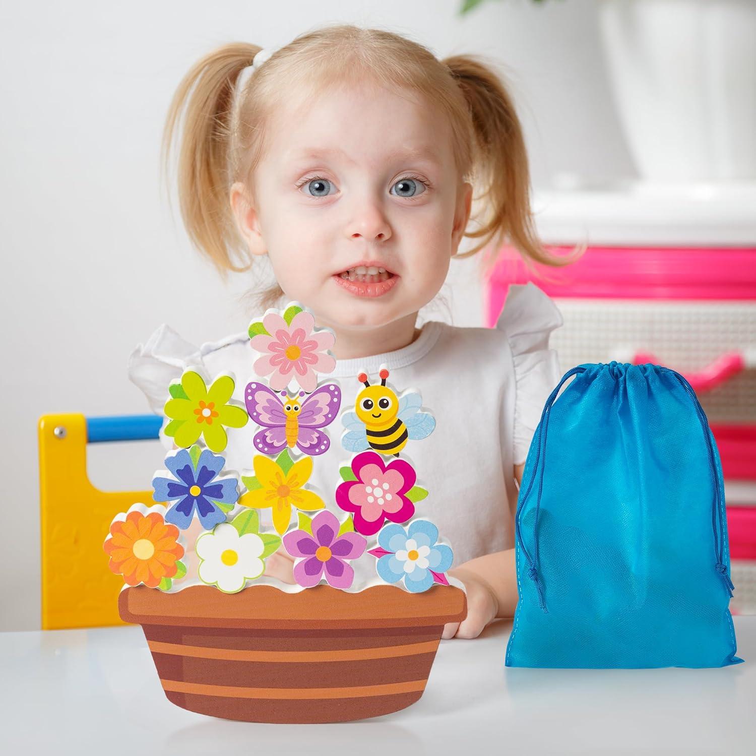 Juguete de Apilamiento de Madera FoszaSzept - Flor 11 Bloques