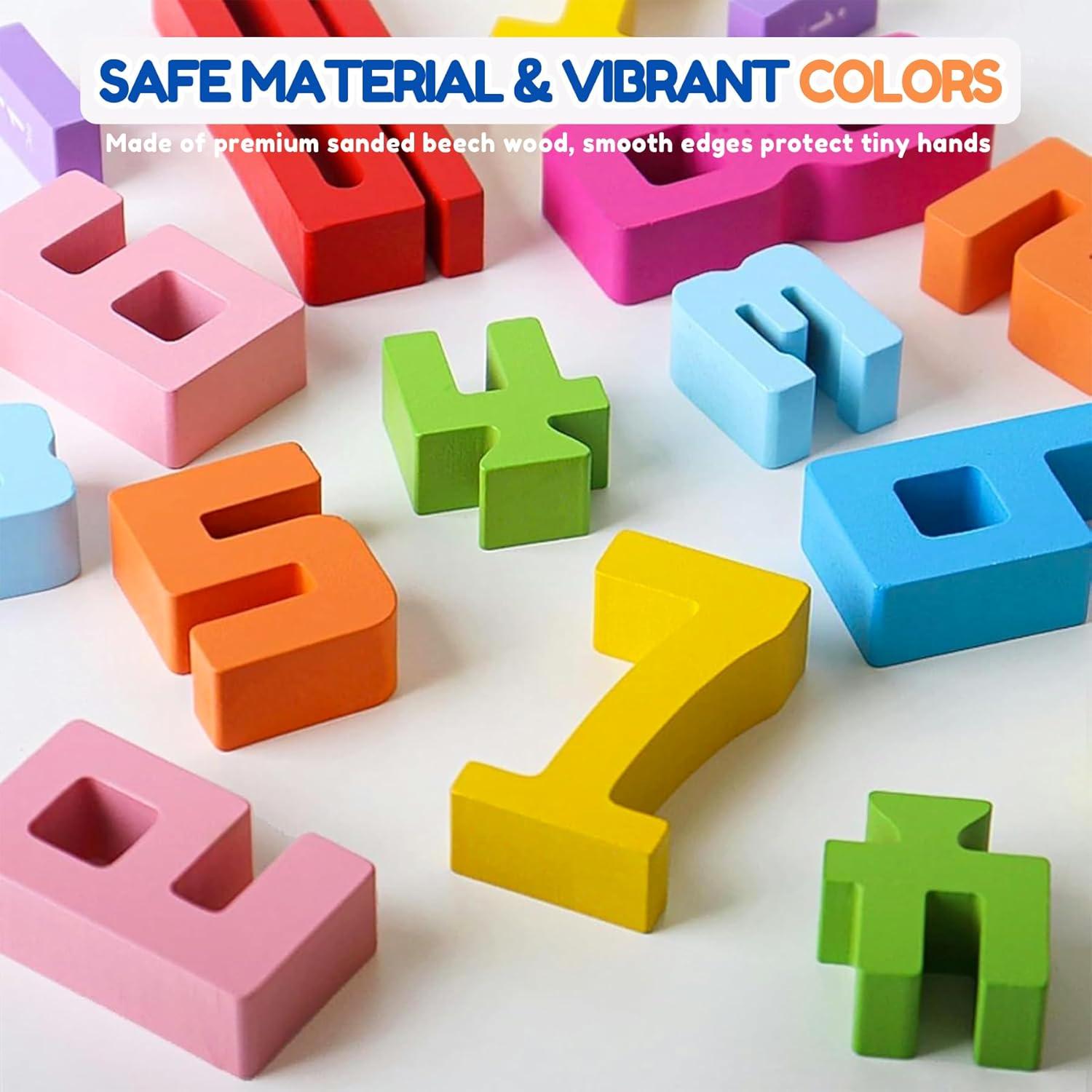 10 Piezas Bloques de Construcción de Números de Madera Montessori