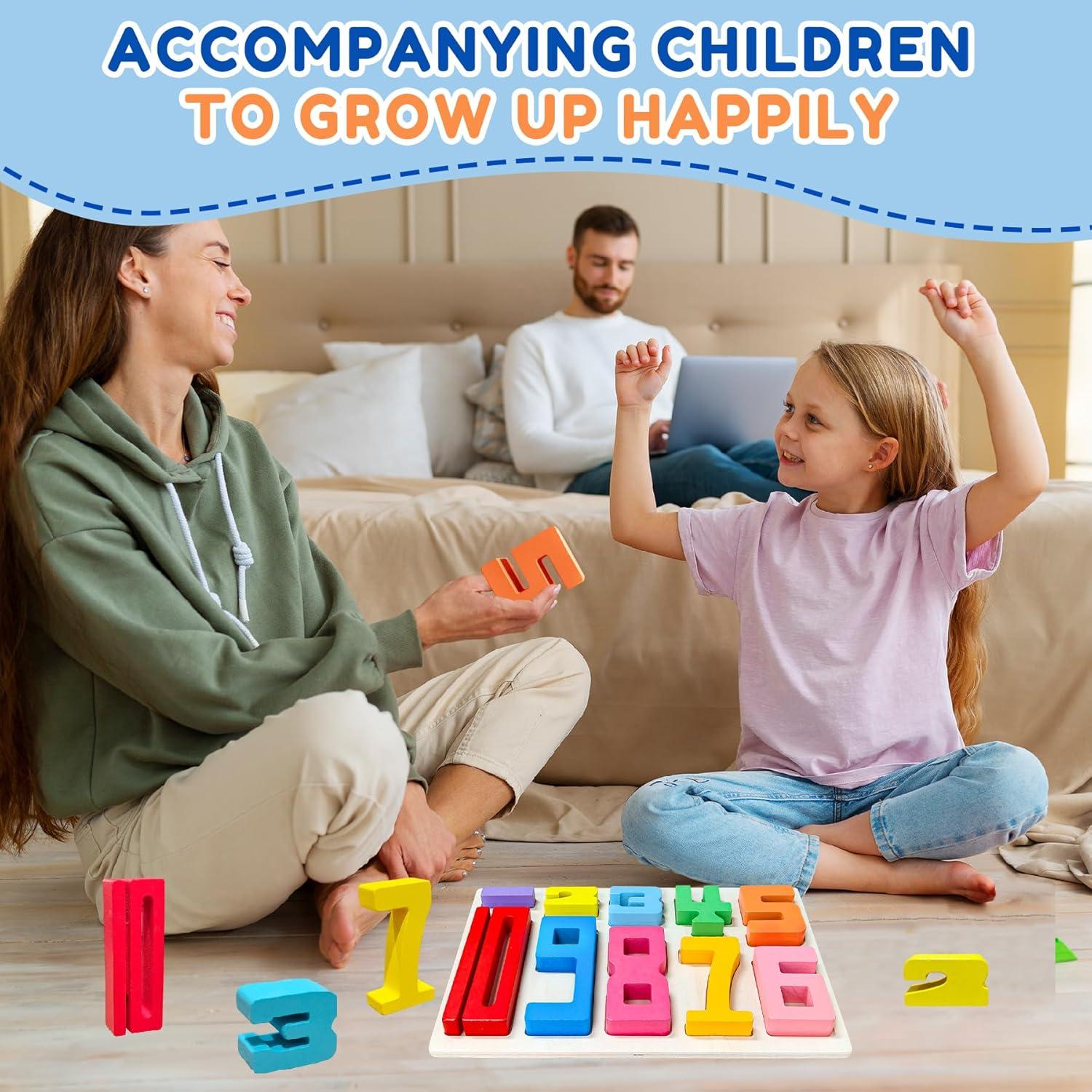 10 Piezas Bloques de Construcción de Números de Madera Montessori