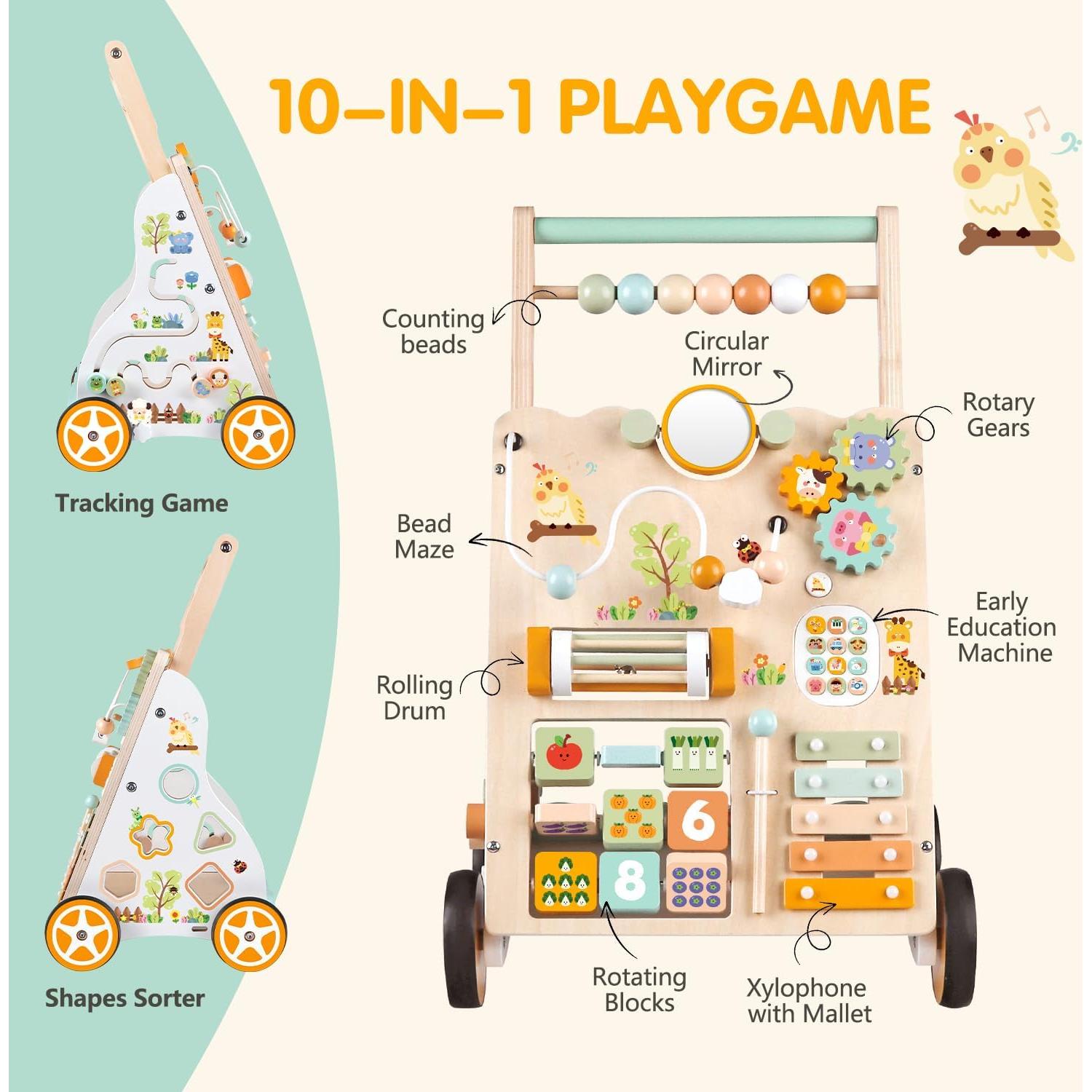 Andador de Madera Montessori Shen Zhen 3 en 1 con Actividades