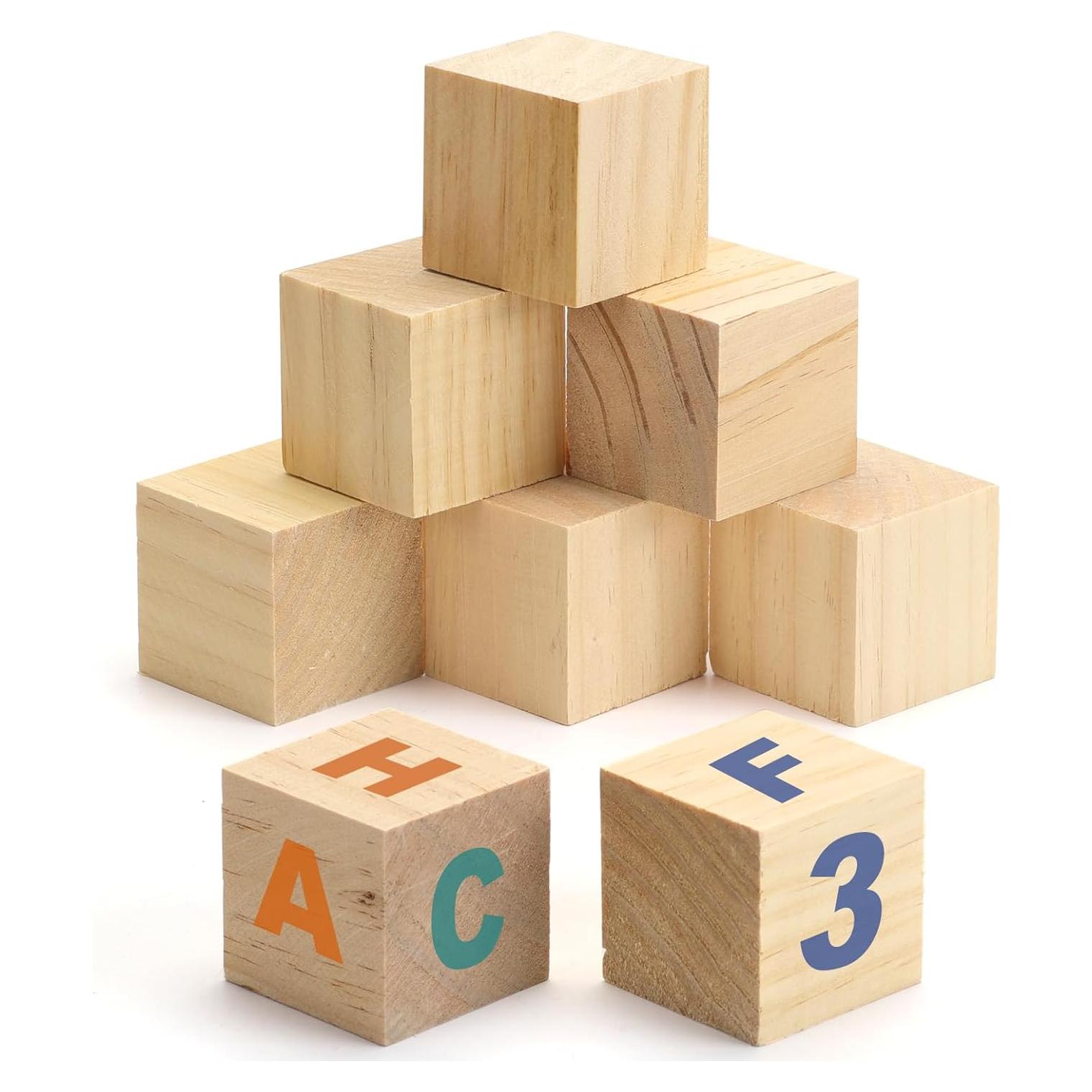 8 Cubos de Madera Sin Terminar PONGJA 5x5x5 cm para Manualidades