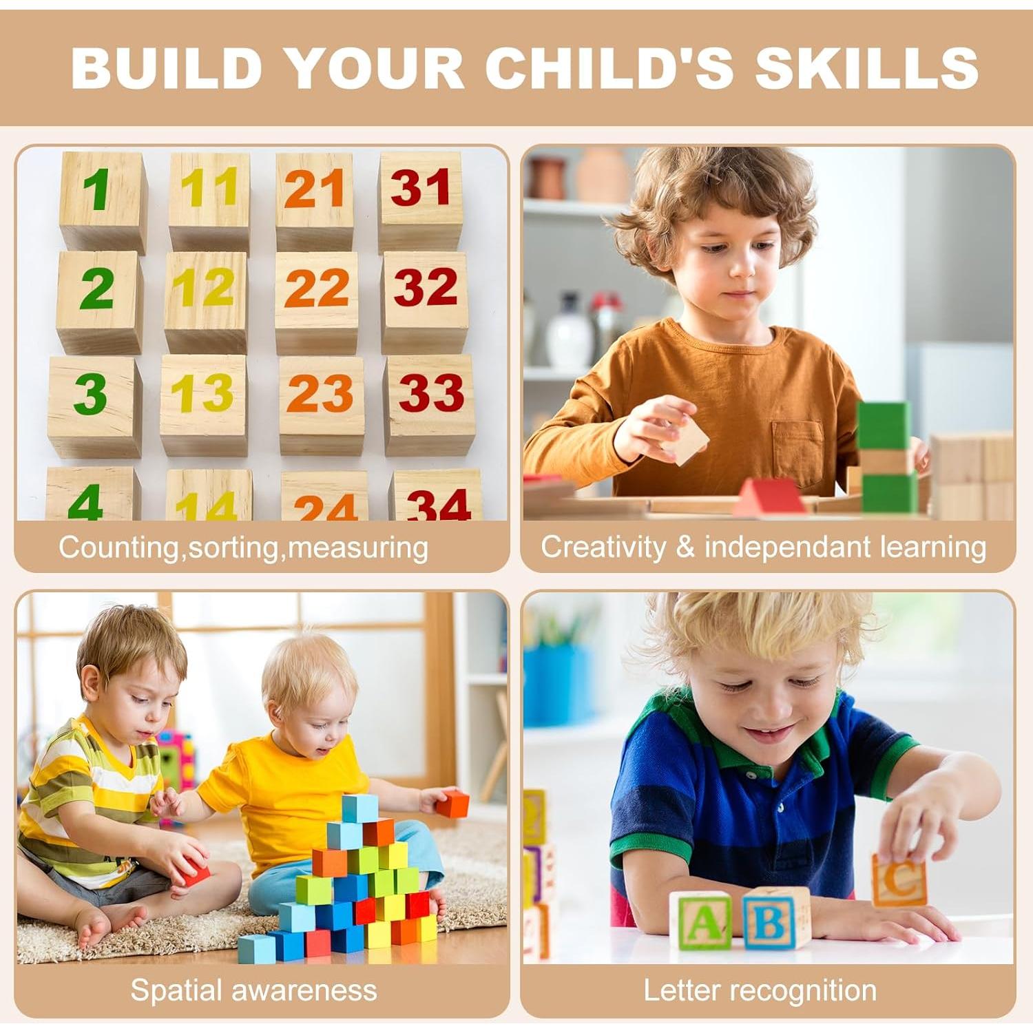 8 Cubos de Madera Sin Terminar PONGJA 5x5x5 cm para Manualidades