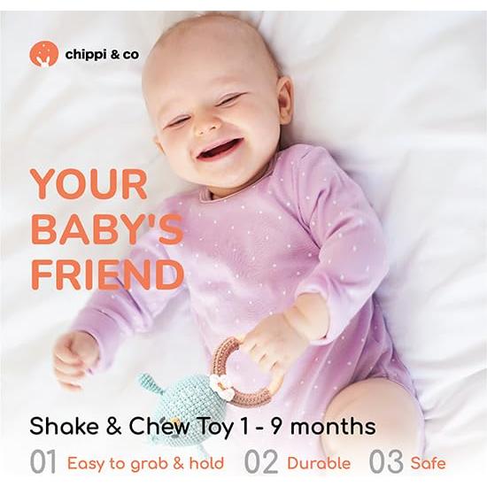 Sonajero de Madera Ganchillo Chippi & Co Bobo Pájaro Azul