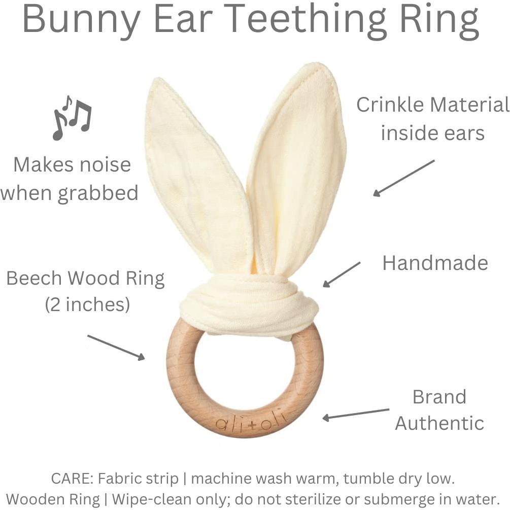 Mordedor de Madera para Bebés Ali+Oli Conejo Arrugado Natural