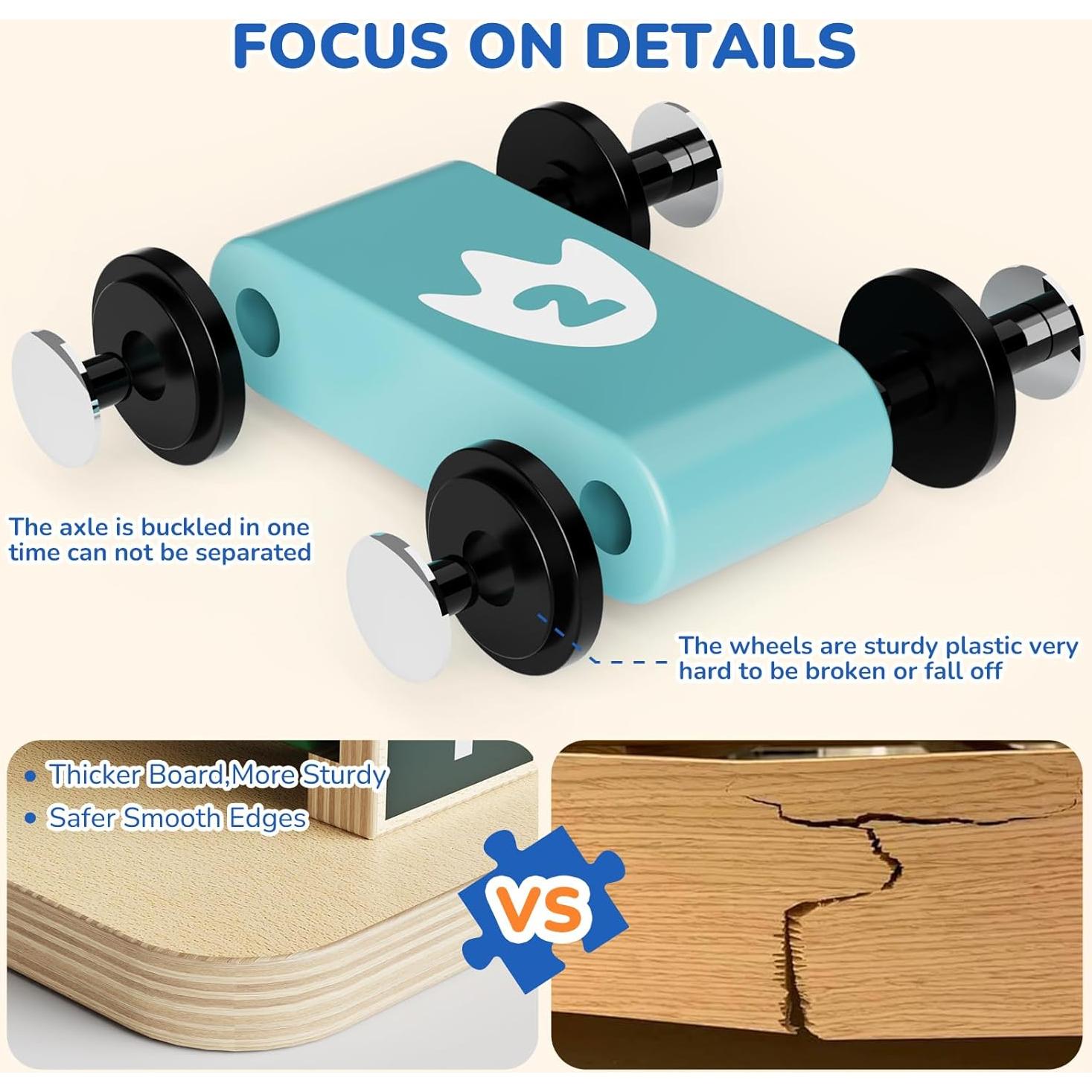 Pista de Carreras de Madera AmazingJoy con 6 Coches Dinosaurio