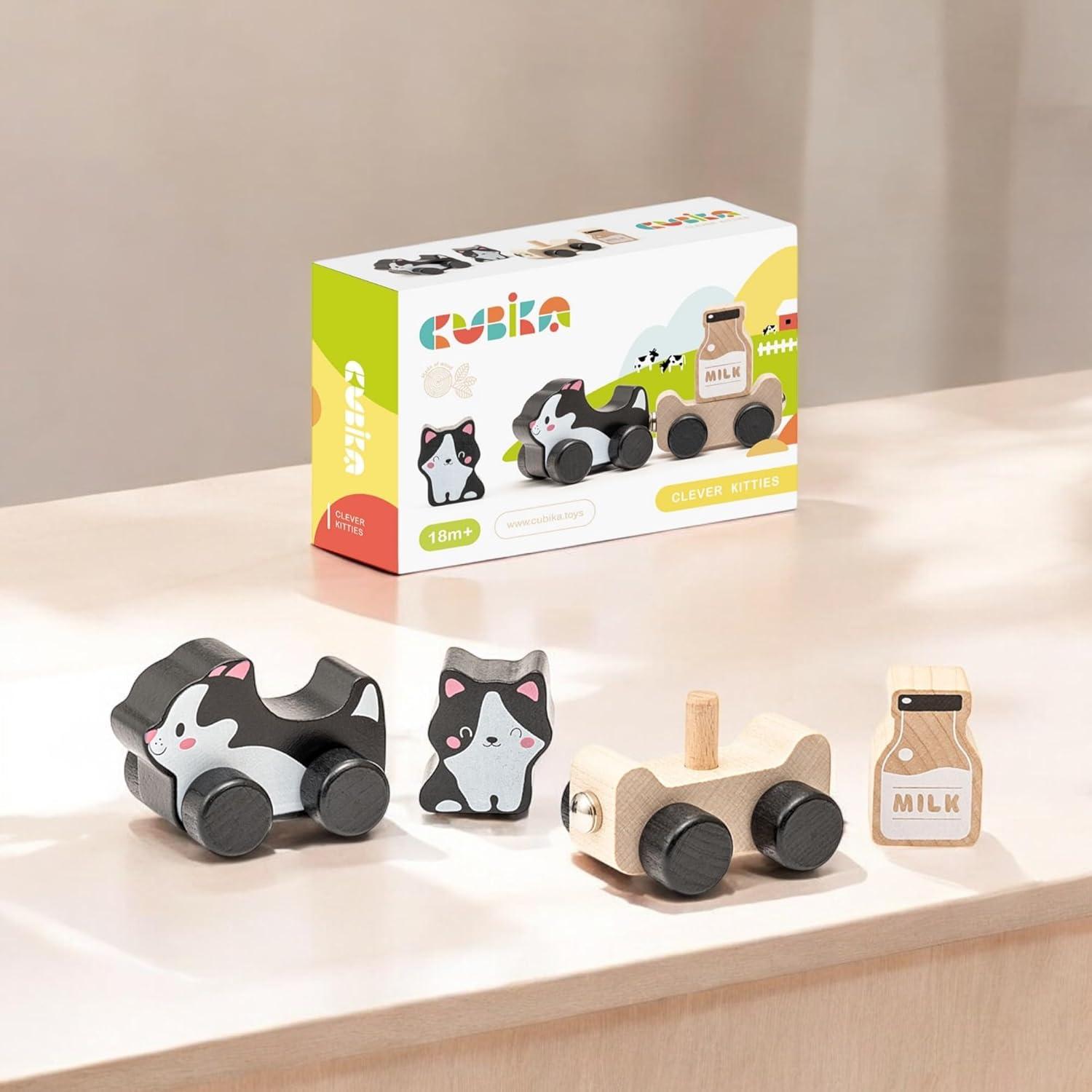 Juguete de tren de madera Clever Kitties - Gatitos magnéticos 18 meses+