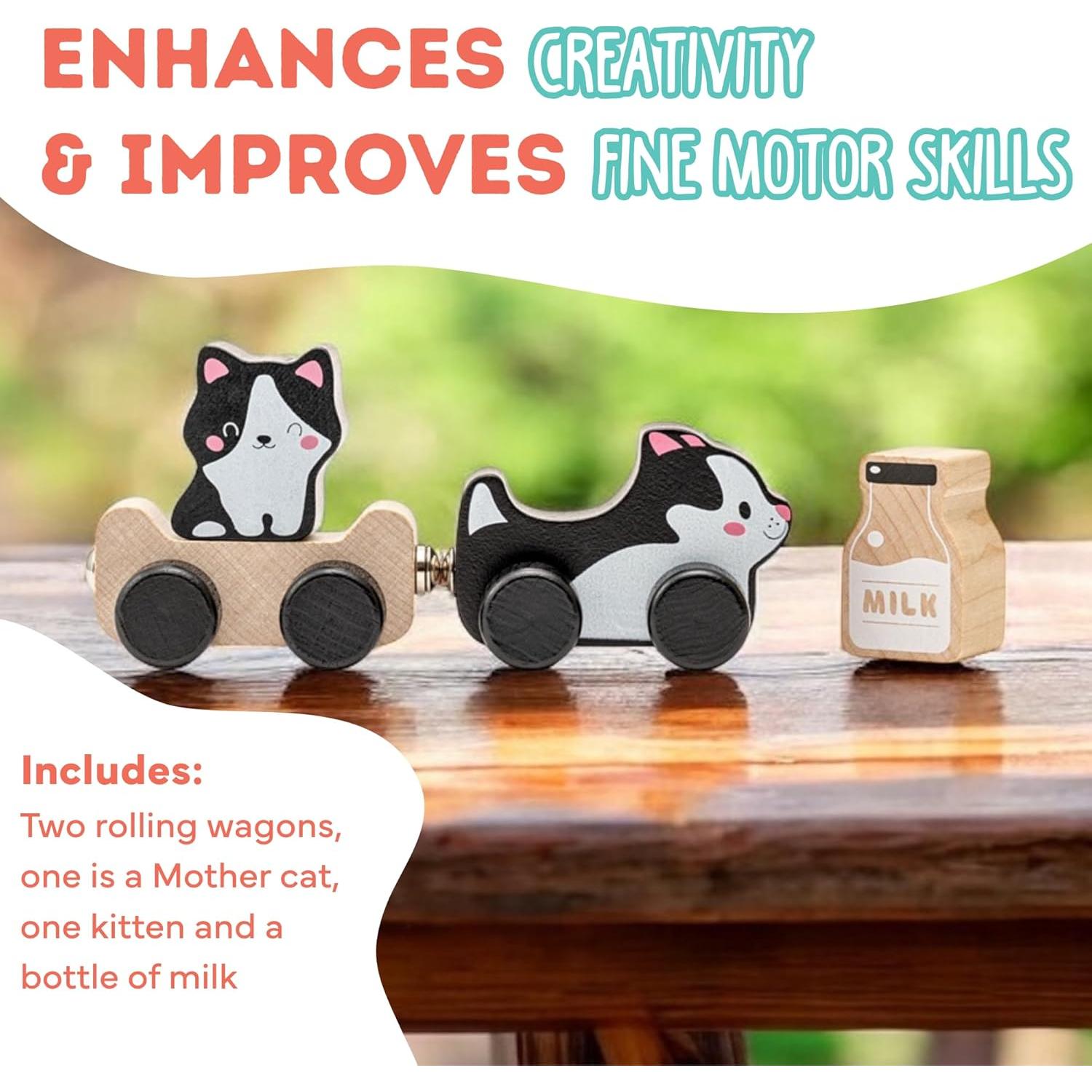 Juguete de tren de madera Clever Kitties - Gatitos magnéticos 18 meses+