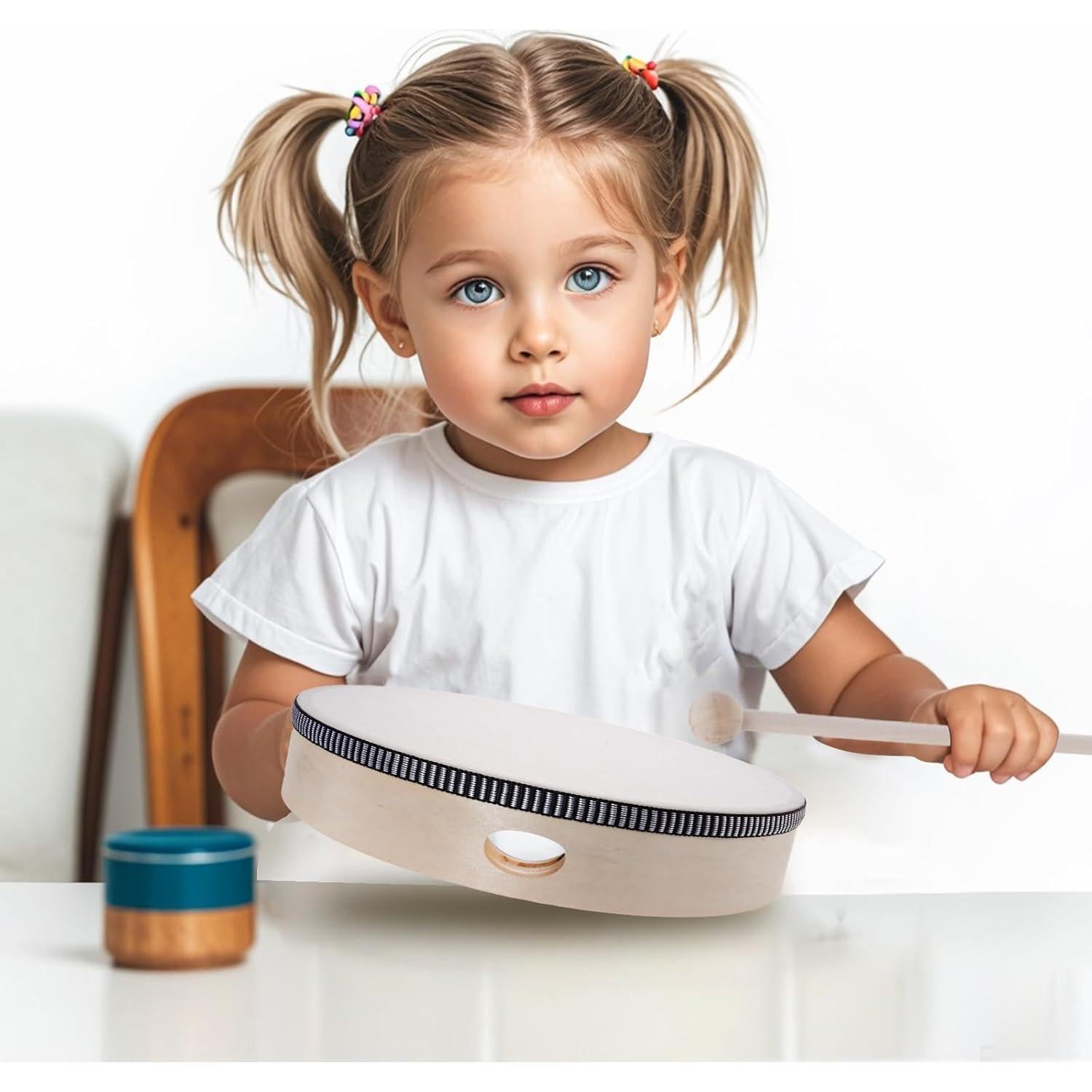 Nydotd Set de 3 Tambores de Mano de Madera 10 8 6 Pulgadas