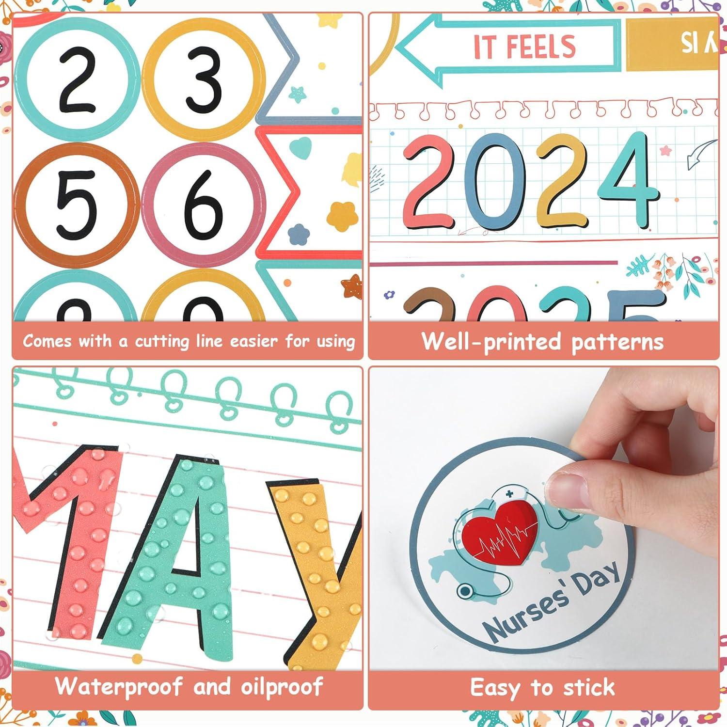 Conjunto de Calendario de Aula Boho QOUBAI 50 Piezas