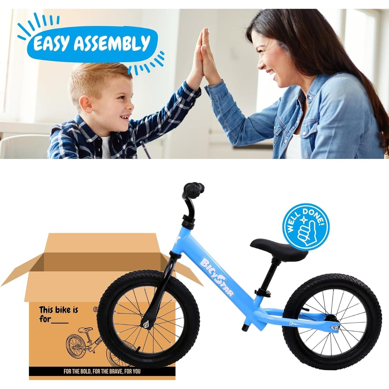 Bicicleta de Equilibrio Bicystar 14 Pulgadas Ajustable Azul