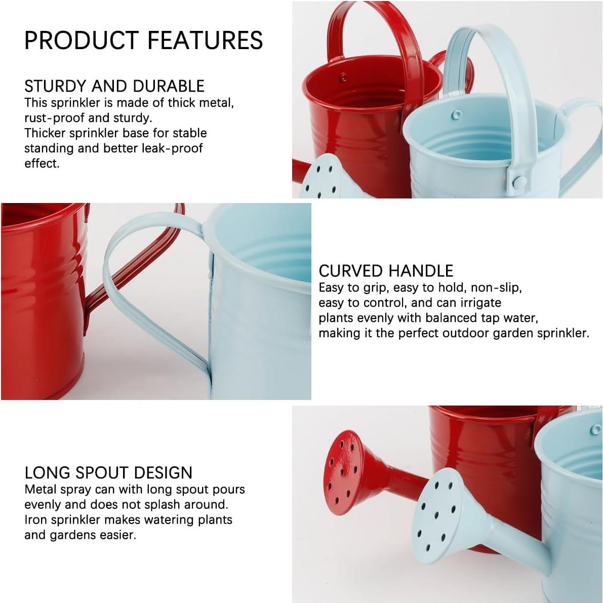 2 Regaderas de Metal para Niños LNQ LUNIQI 200ml Azul/Rojo