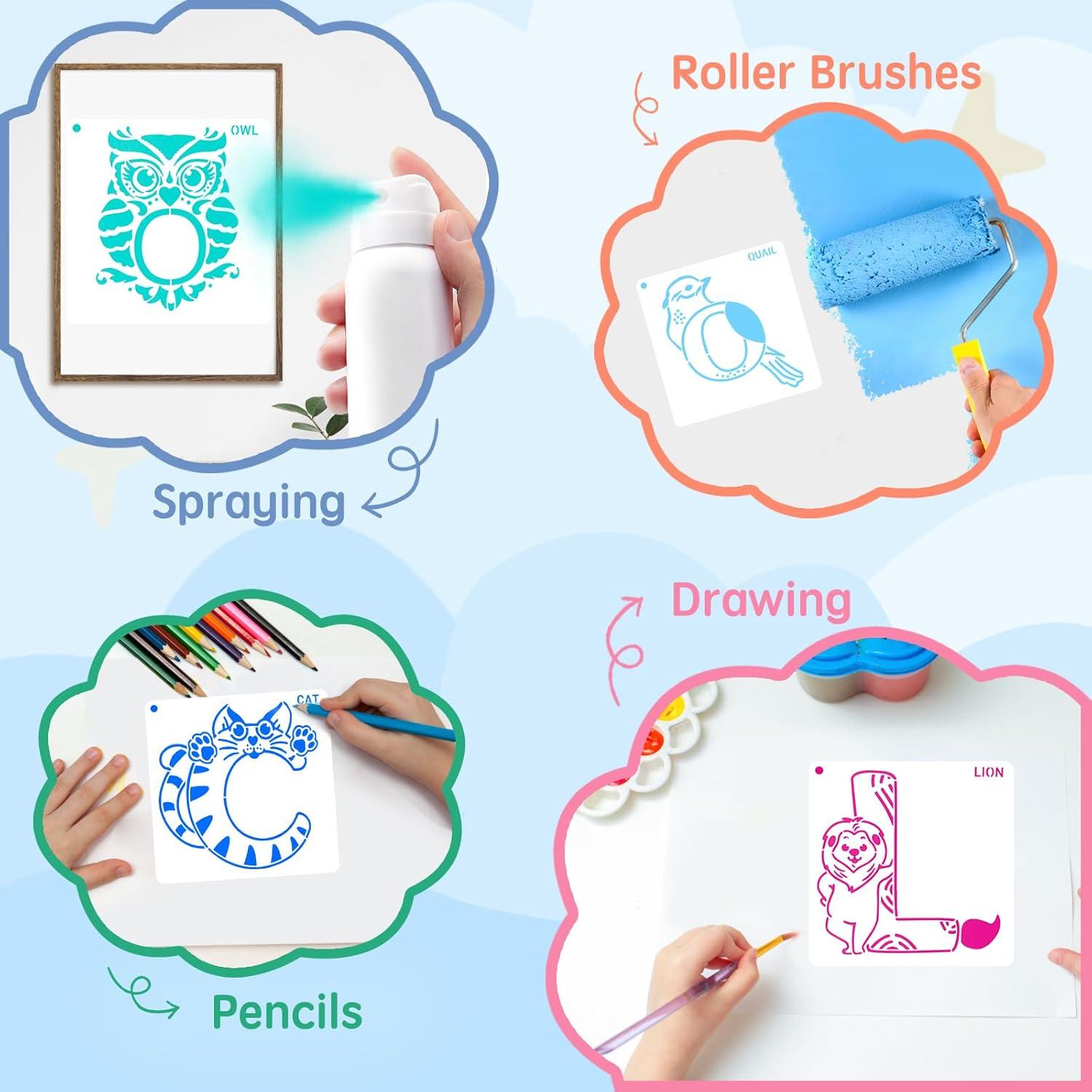 Plantillas de Letras de Animales Kaemi - 26 Pcs Reutilizables