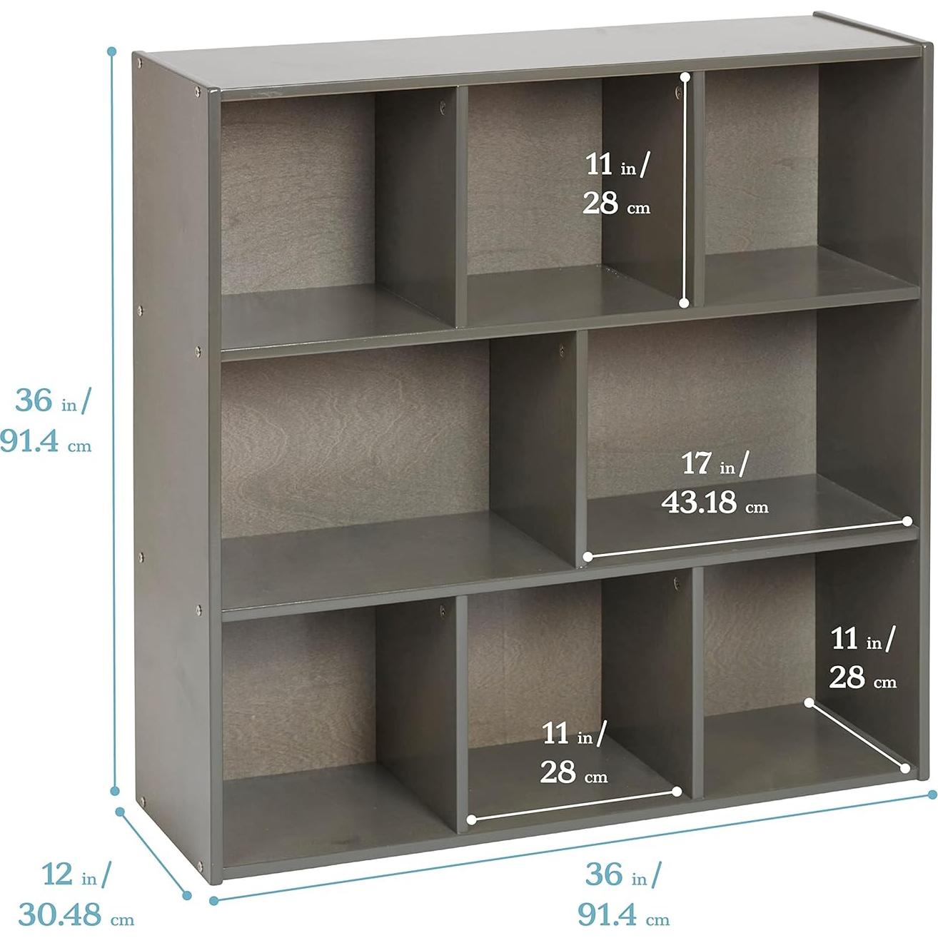 Armario de Almacenamiento ECR4Kids 8 Compartimentos Gris 91cm