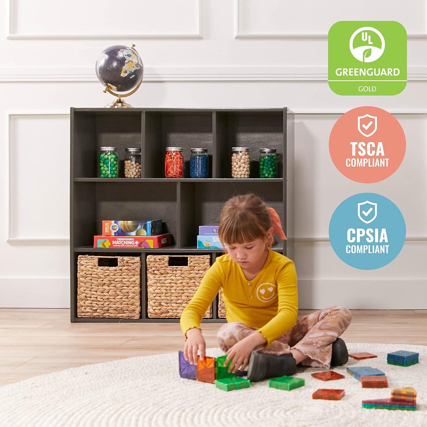 Armario de Almacenamiento ECR4Kids 8 Compartimentos Gris 91cm