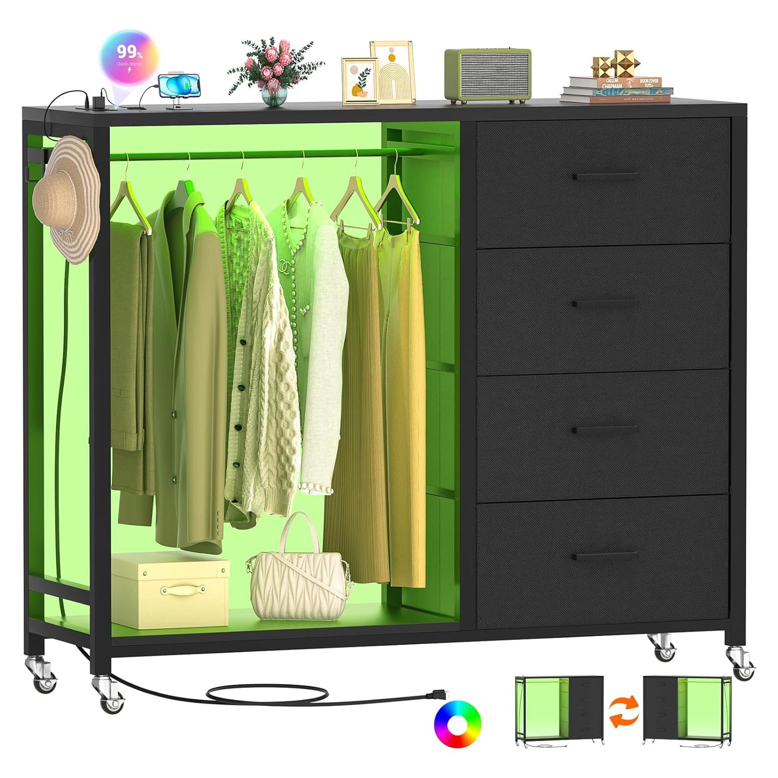 Cajonera Cyclysio RC4S con Perchero y Carga USB, Negro