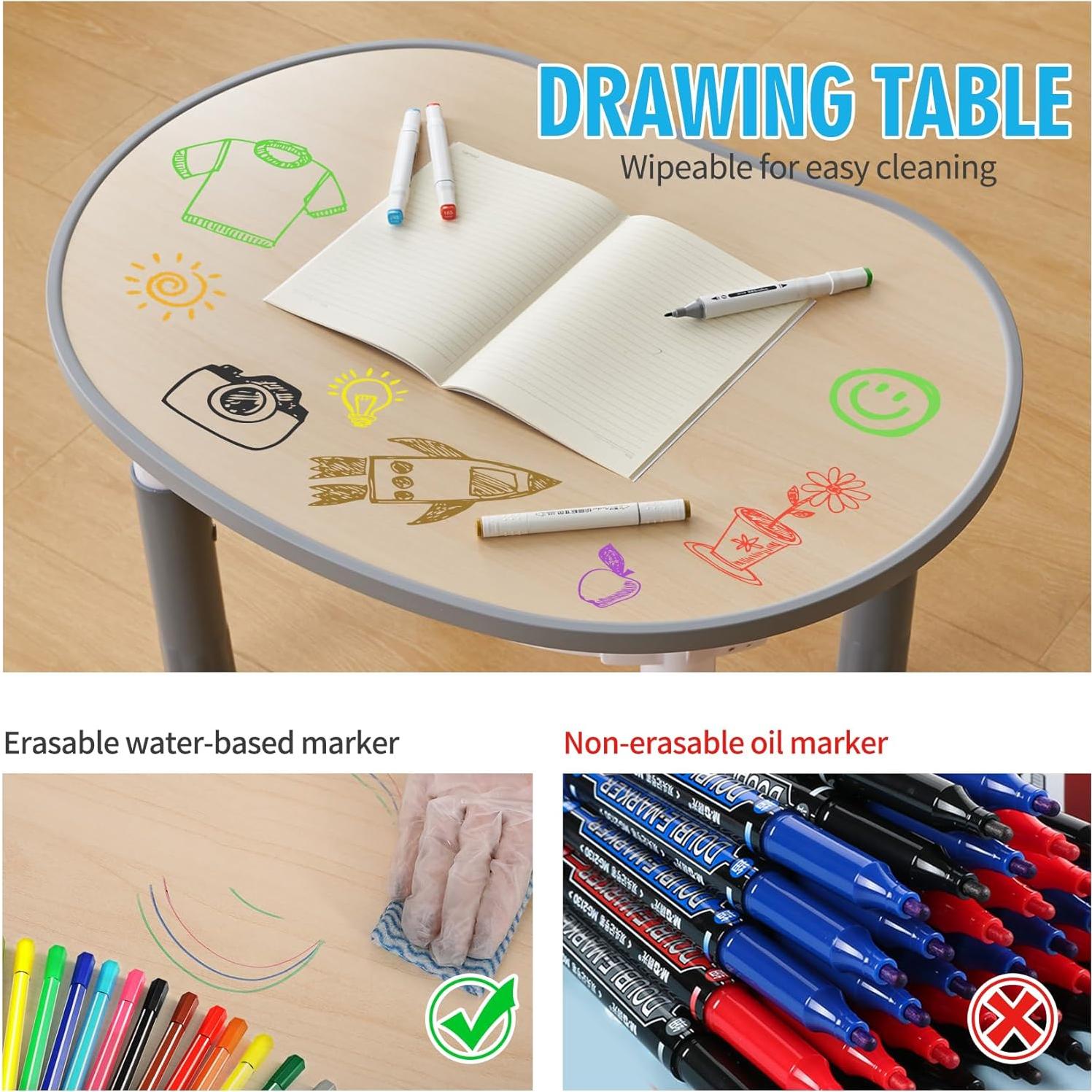 Juego de Mesa y Sillas Redondas UNICOO para Niños Ajustable