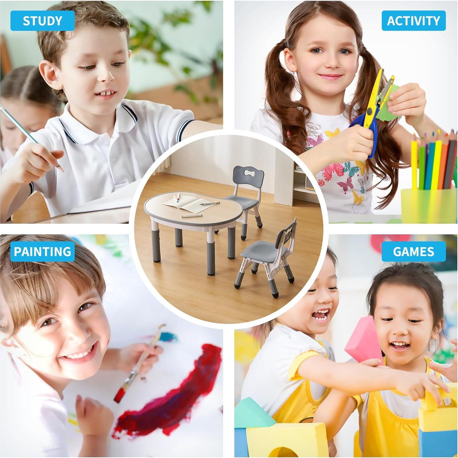 Juego de Mesa y Sillas Redondas UNICOO para Niños Ajustable