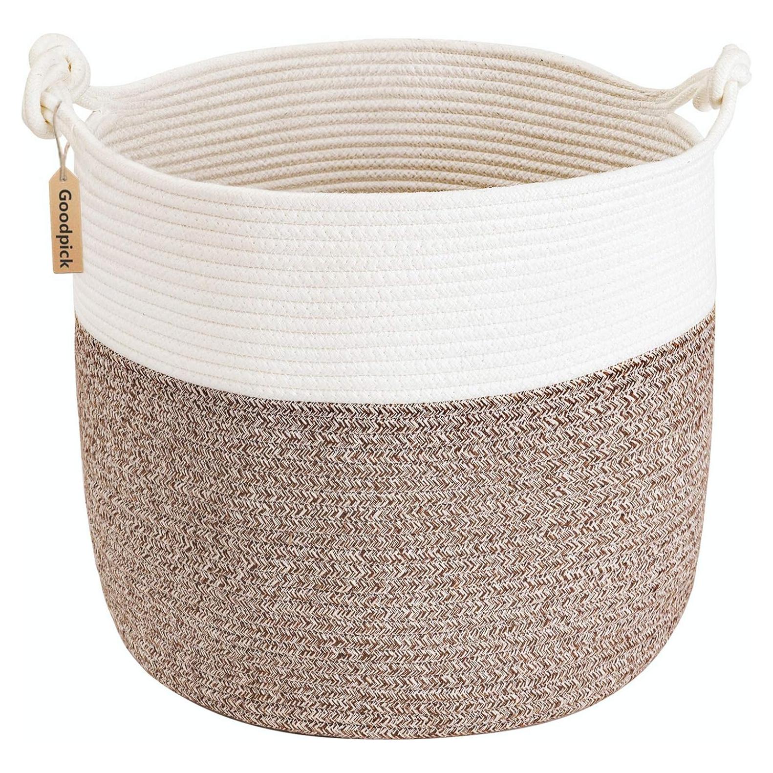 Cesta de lavandería Goodpick de algodón 38.1 x 36.1 cm marrón