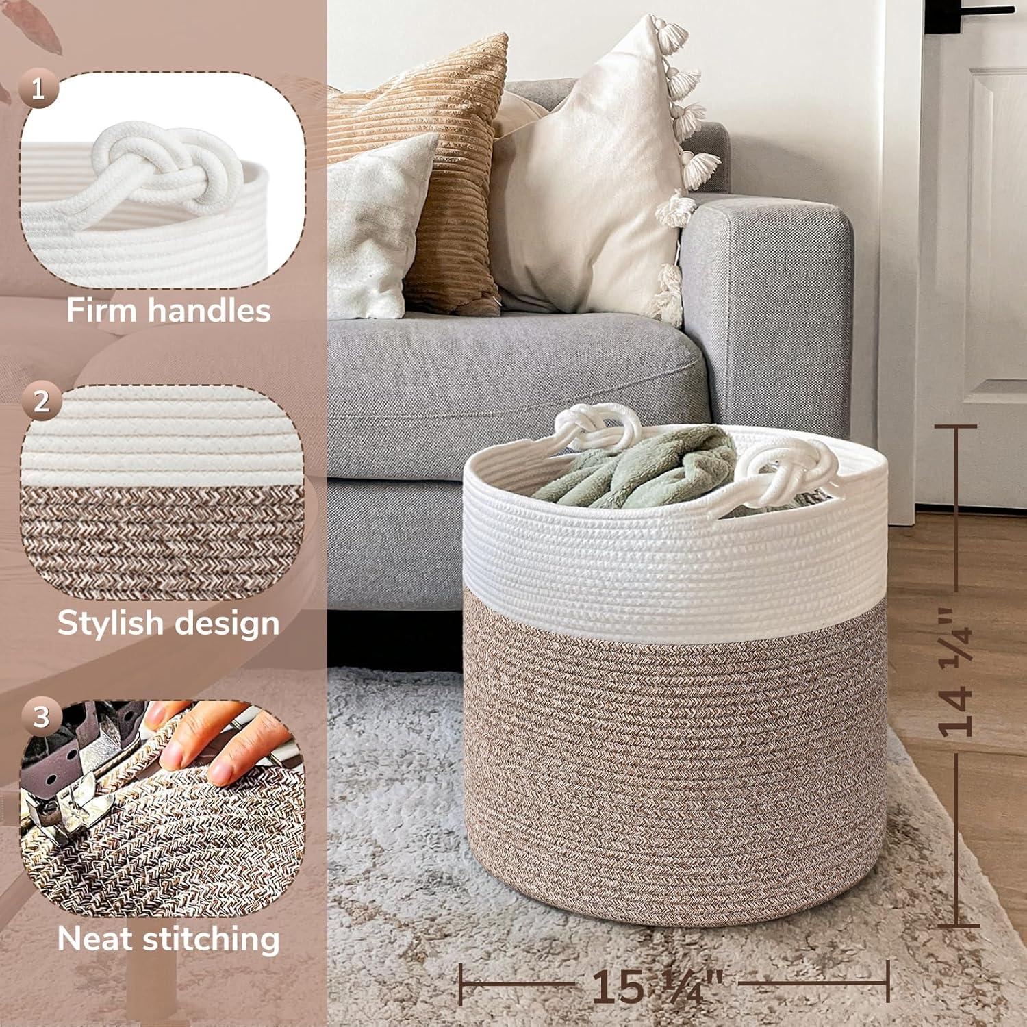 Cesta de lavandería Goodpick de algodón 38.1 x 36.1 cm marrón