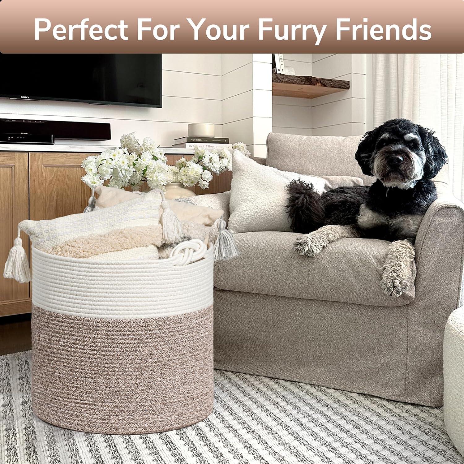 Cesta de lavandería Goodpick de algodón 38.1 x 36.1 cm marrón