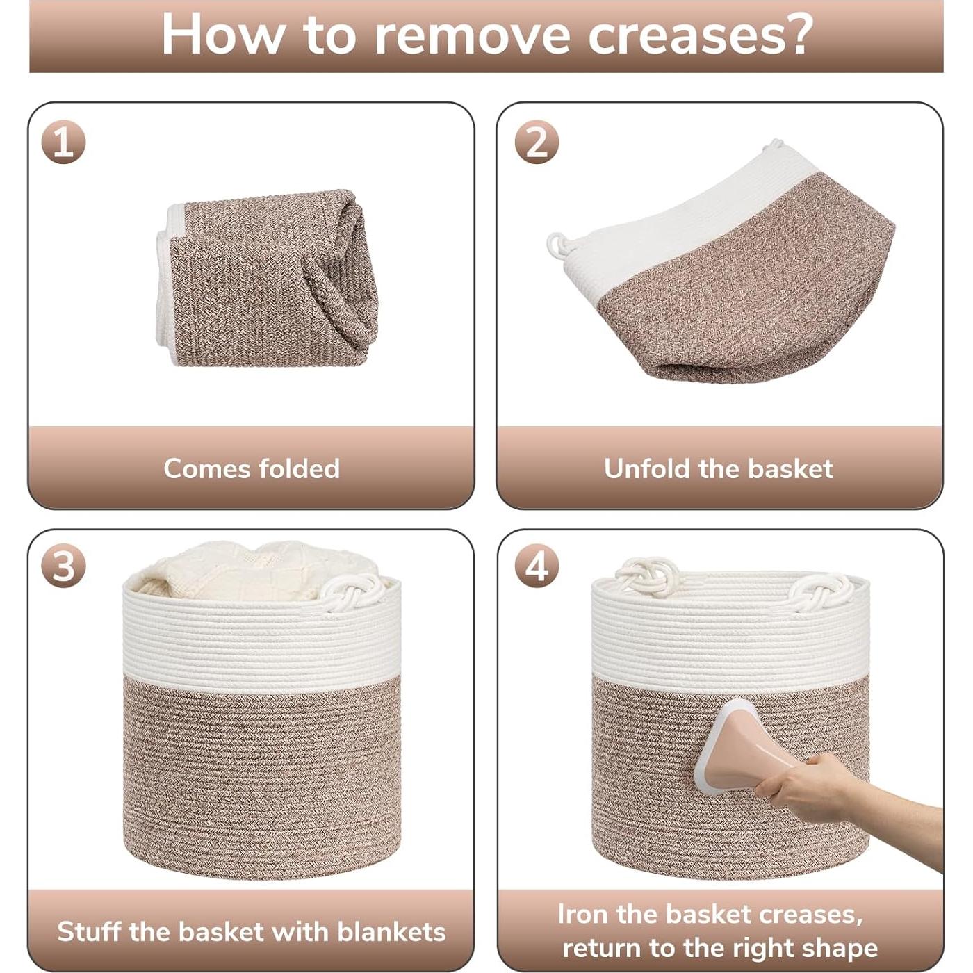 Cesta de lavandería Goodpick de algodón 38.1 x 36.1 cm marrón