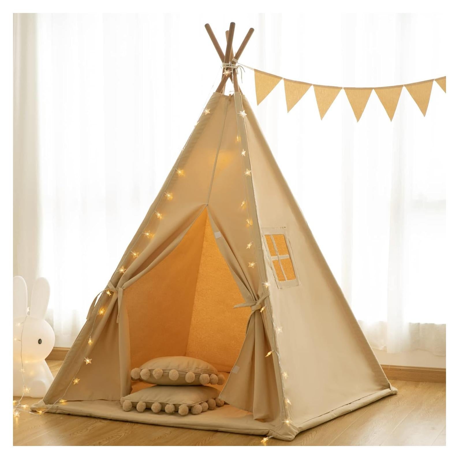 Tienda Teepee para Niños Albaricoque con Alfombra 142x122cm