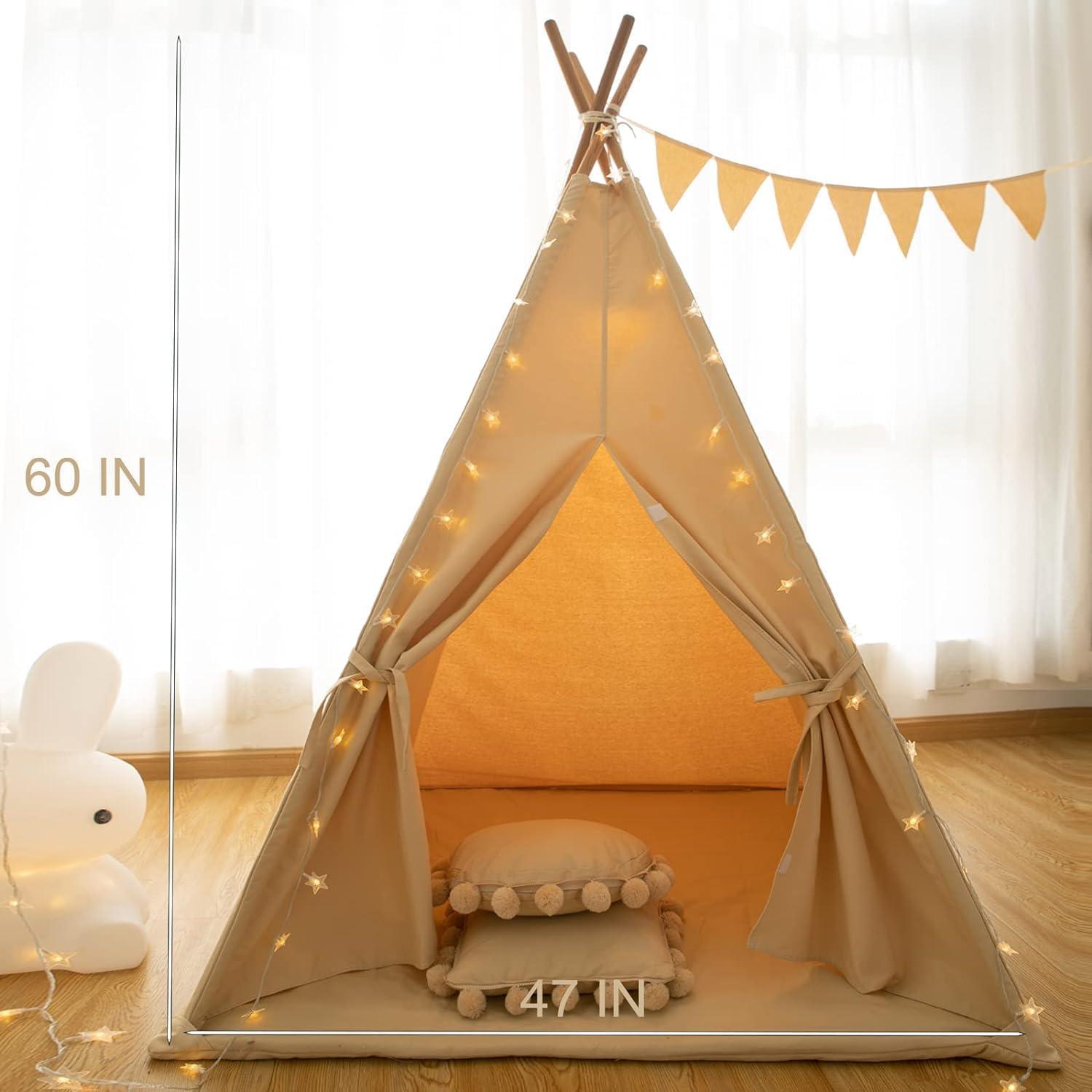 Tienda Teepee para Niños Albaricoque con Alfombra 142x122cm
