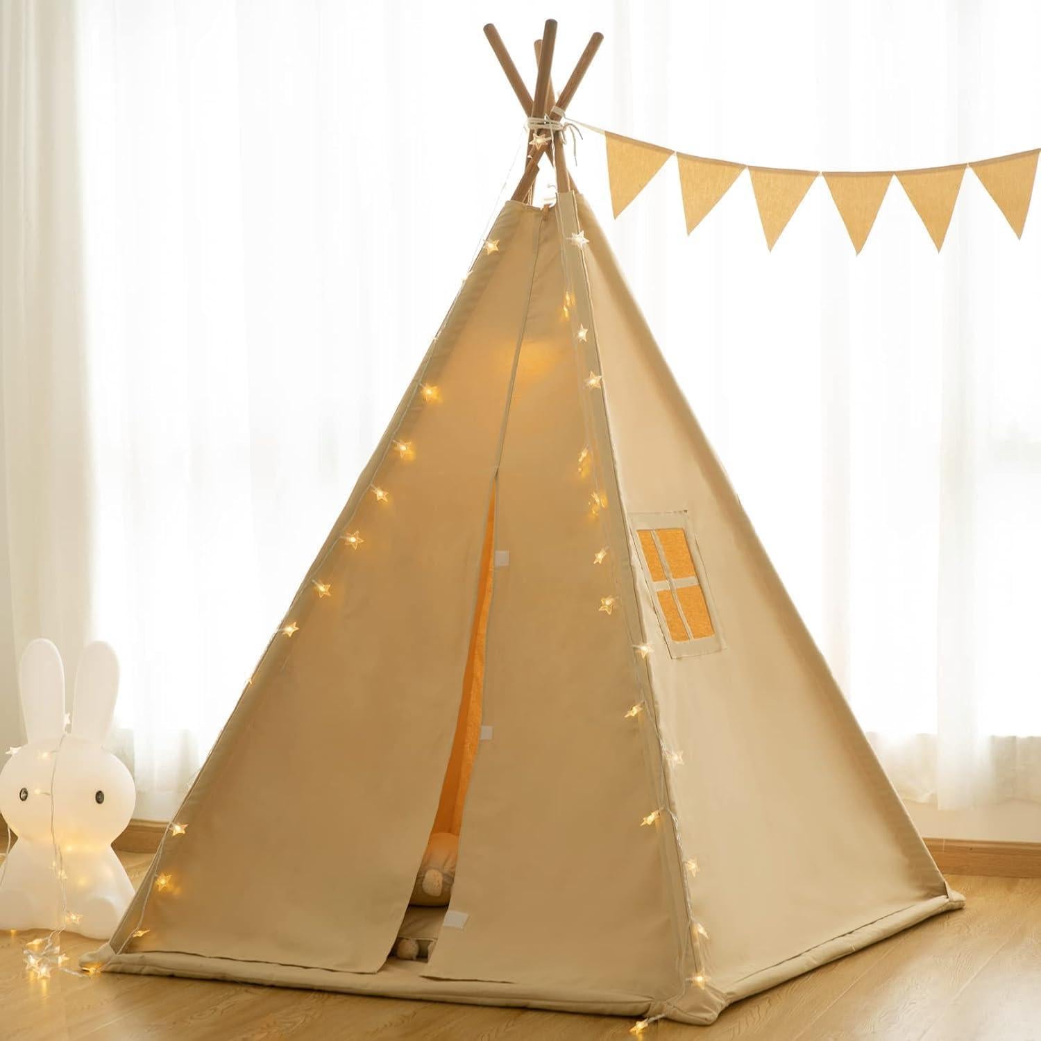 Tienda Teepee para Niños Albaricoque con Alfombra 142x122cm