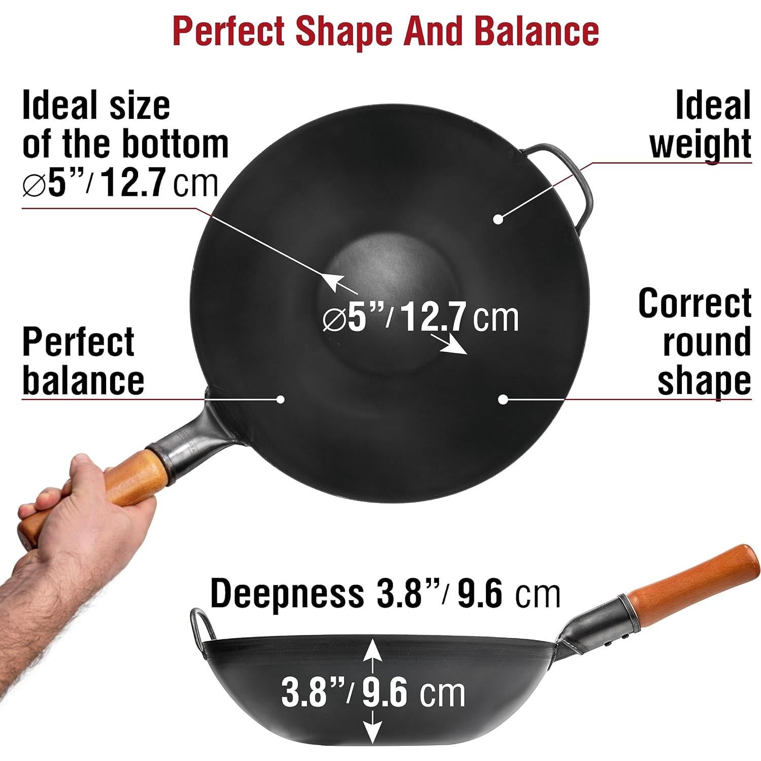 Wok YOSUKATA de Acero al Carbono 34 cm para Saltear