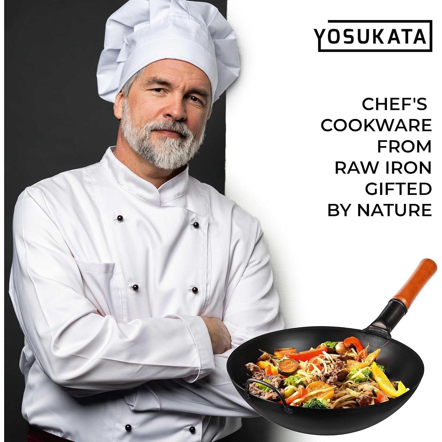 Wok YOSUKATA de Acero al Carbono 34 cm para Saltear